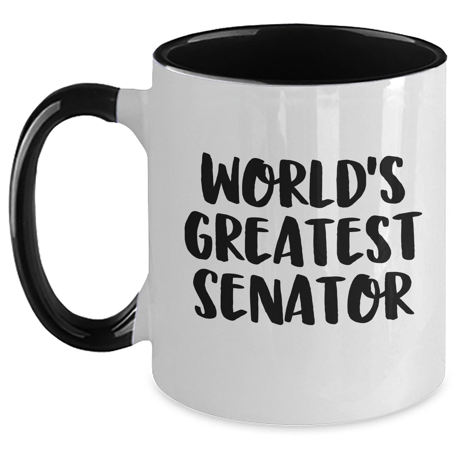 Funny Senator Gifts from Friends for Mothers Day Two Tone Coffee Mug 'World's Greatest Senator' - Main