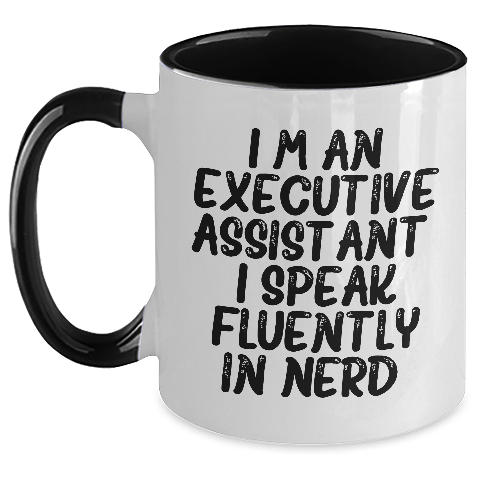 Funny Executive Assistant Gifts from Coworkers or Family - 'I Speak Fluently In genius.' Quote Two Tone Coffee Mug for Men or Women, Father's Day Unique Gifts - Main