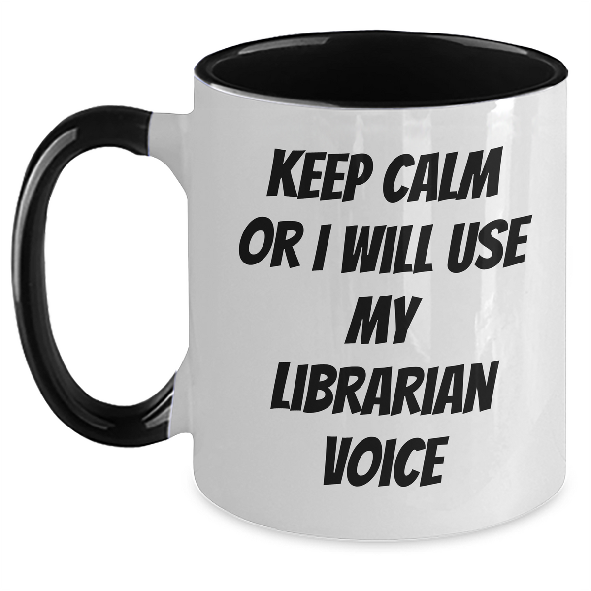 Librarian Gifts from Friends, Unique Keep Calm Librarian Voice Two Tone Coffee Mugs for Mom&#39;s Day, 11oz Ceramic, Microwave and Dishwasher Safe - Main