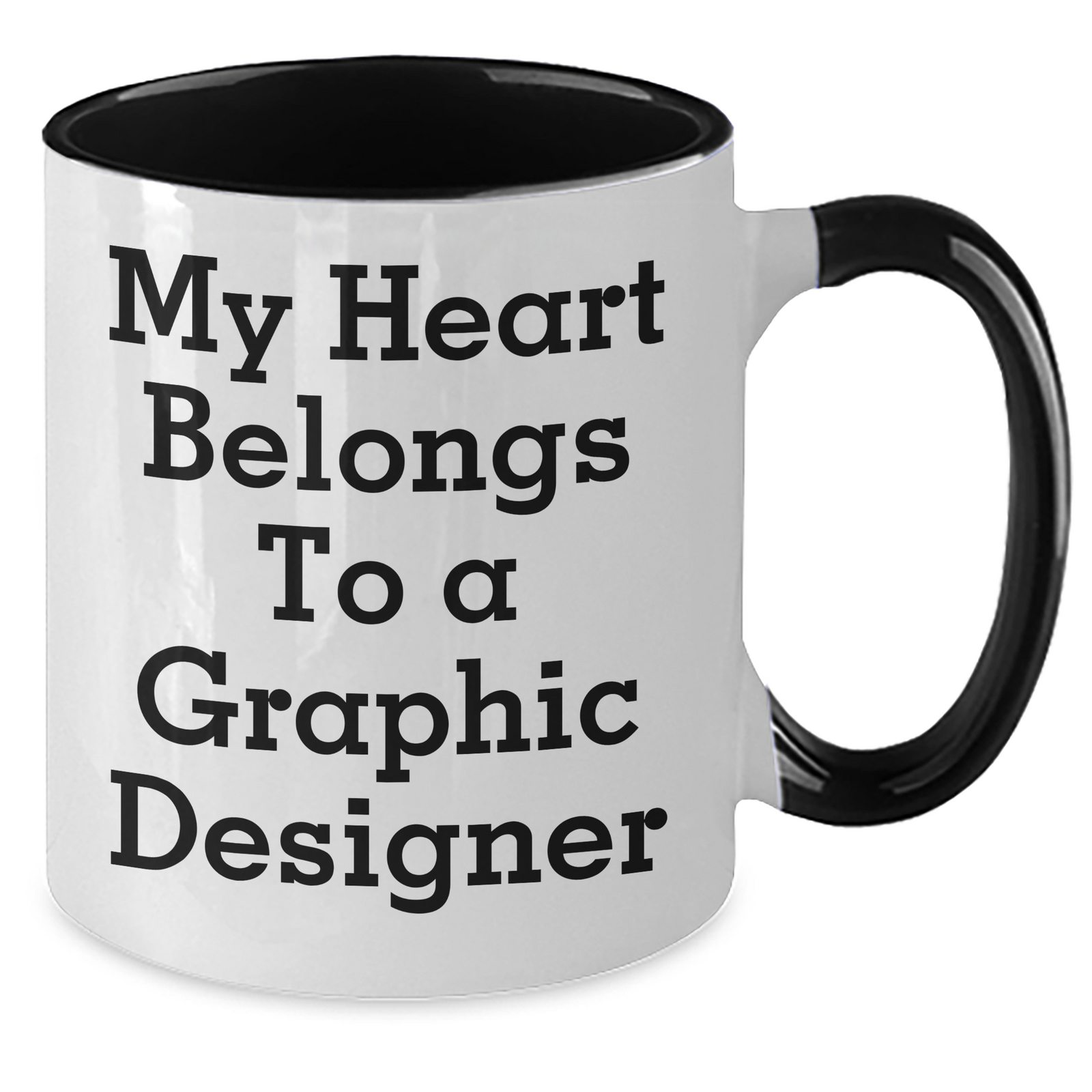 Funny Gifts for Graphic Designers - My Heart Belongs To A Graphic Designer Two Tone Coffee Mug, Gifts from Men to Graphic Designer, Father's Day Unique Gifts - Additional