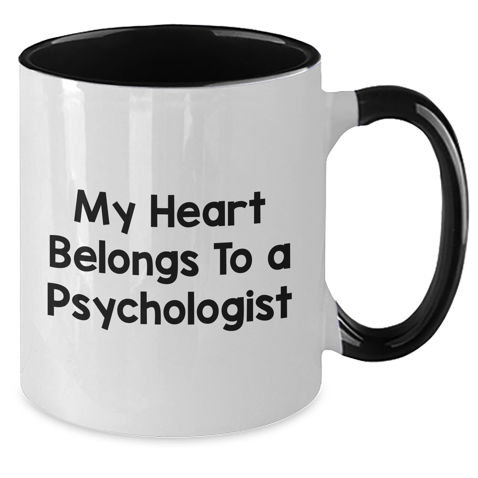 Funny Psychologist Gifts, My Heart Belongs To A Psychologist Two Tone Coffee Mug, Gifts from Men to Psychologists for Father's Day - Additional