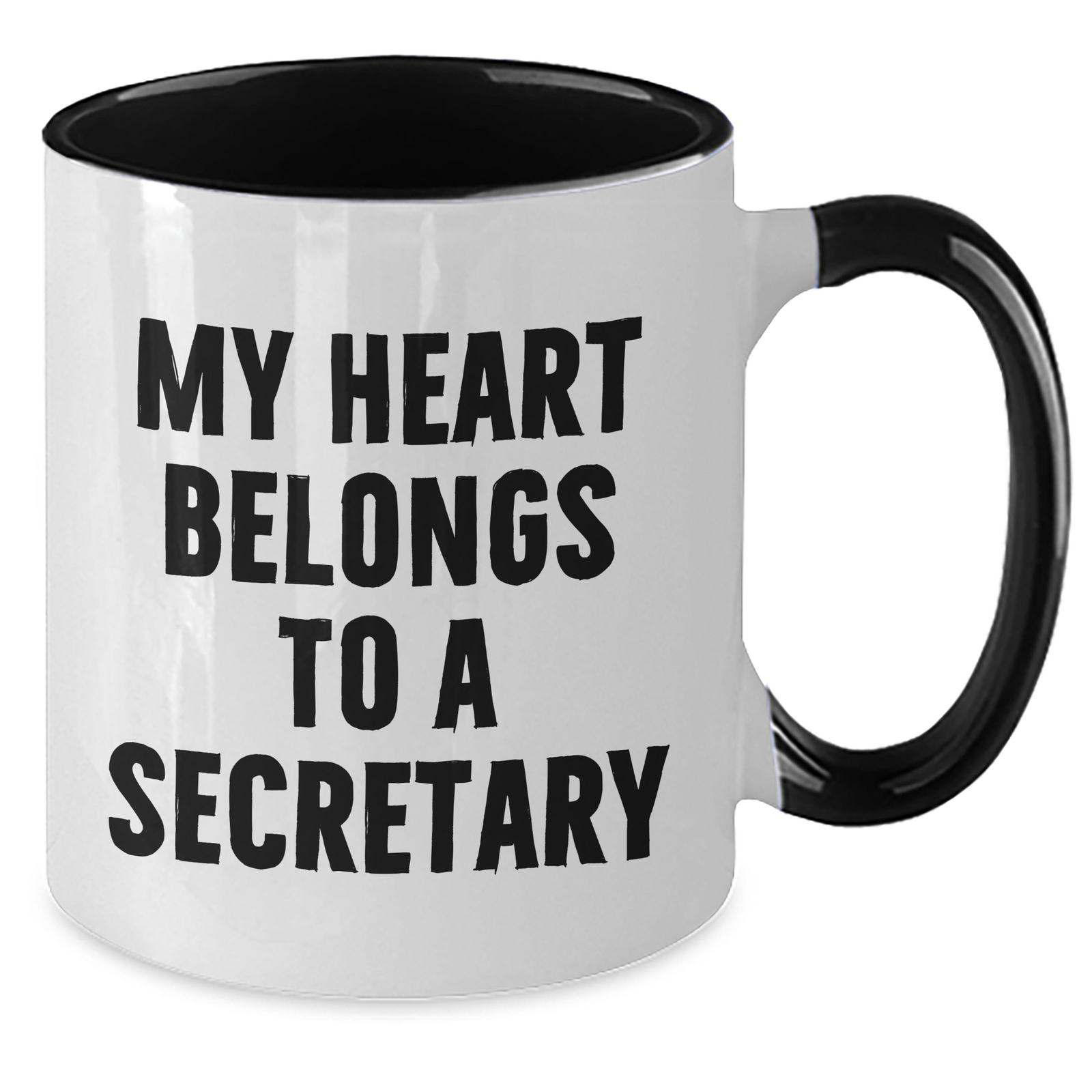 Funny Secretary Gift, My Heart Belongs To A Secretary, Two Tone Coffee Mug, Father's Day Unique Gifts from Men to Secretary - Additional