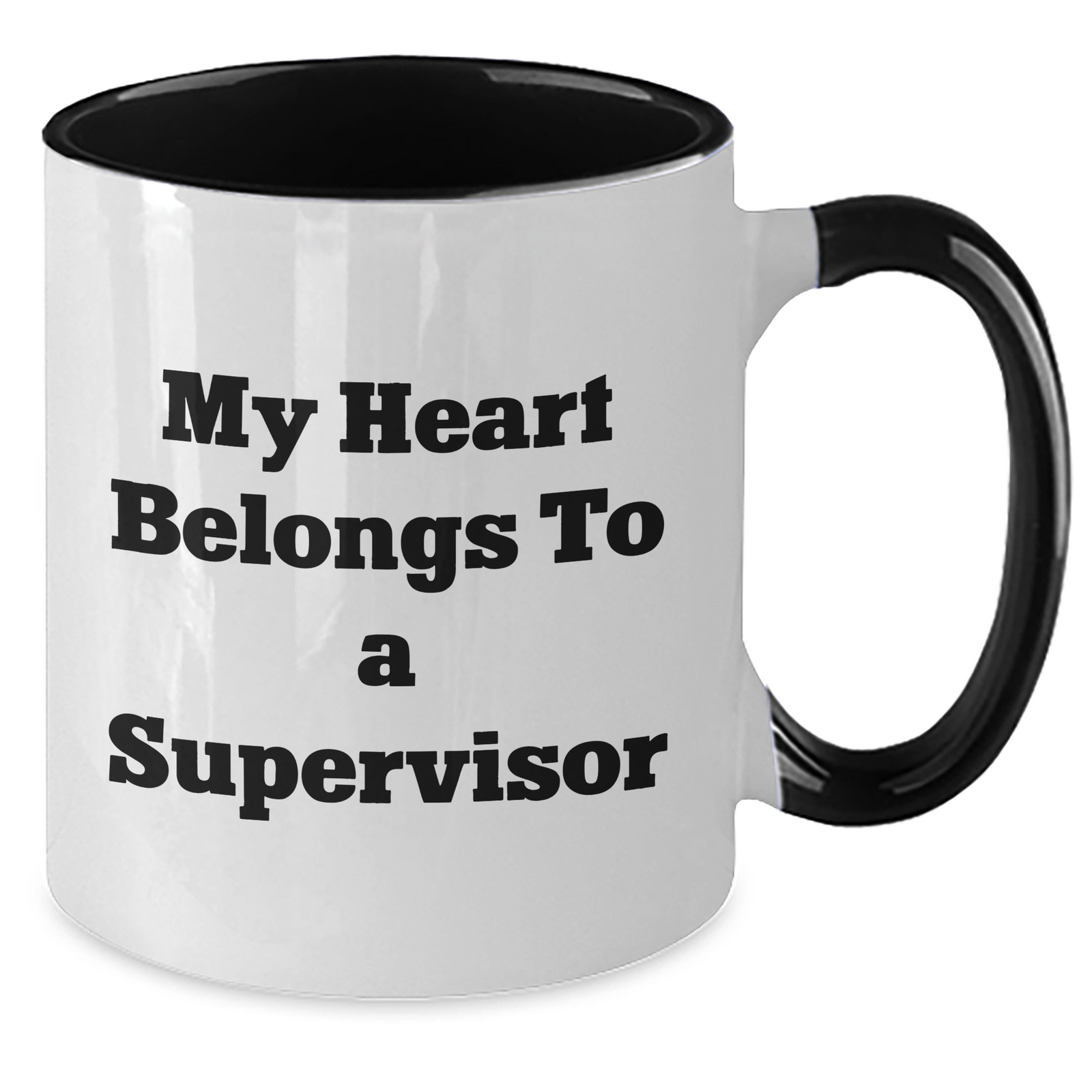 Funny Supervisor Gifts, My Heart Belongs To A Supervisor Two Tone Coffee Mug, Unique Father's Day Unique Gifts from Men to Supervisor, 11oz Ceramic Mug - Additional