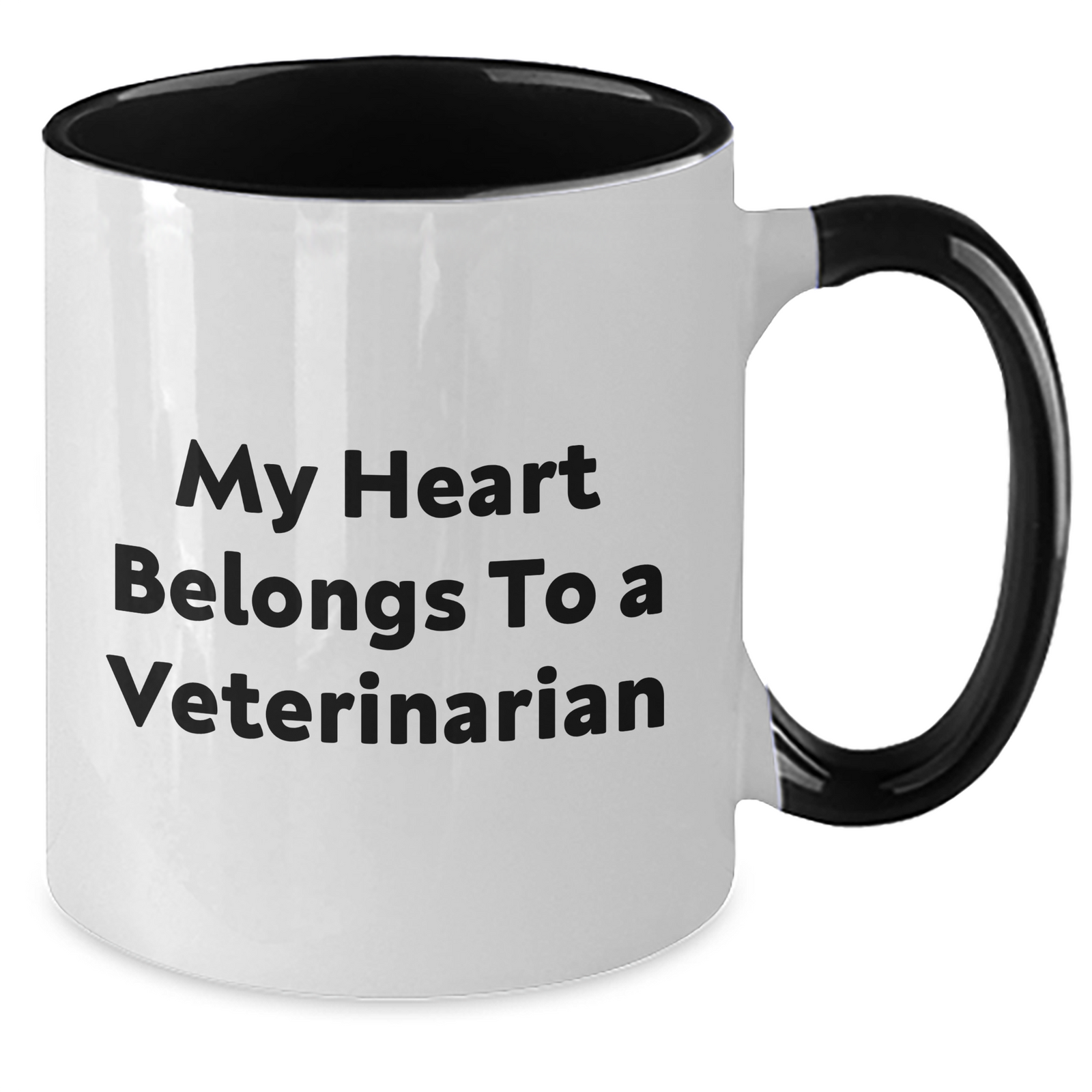 Funny Veterinarian Gifts, My Heart Belongs To A Veterinarian Two Tone Coffee Mug, Father's Day Unique Gifts from Friends to Men - Additional