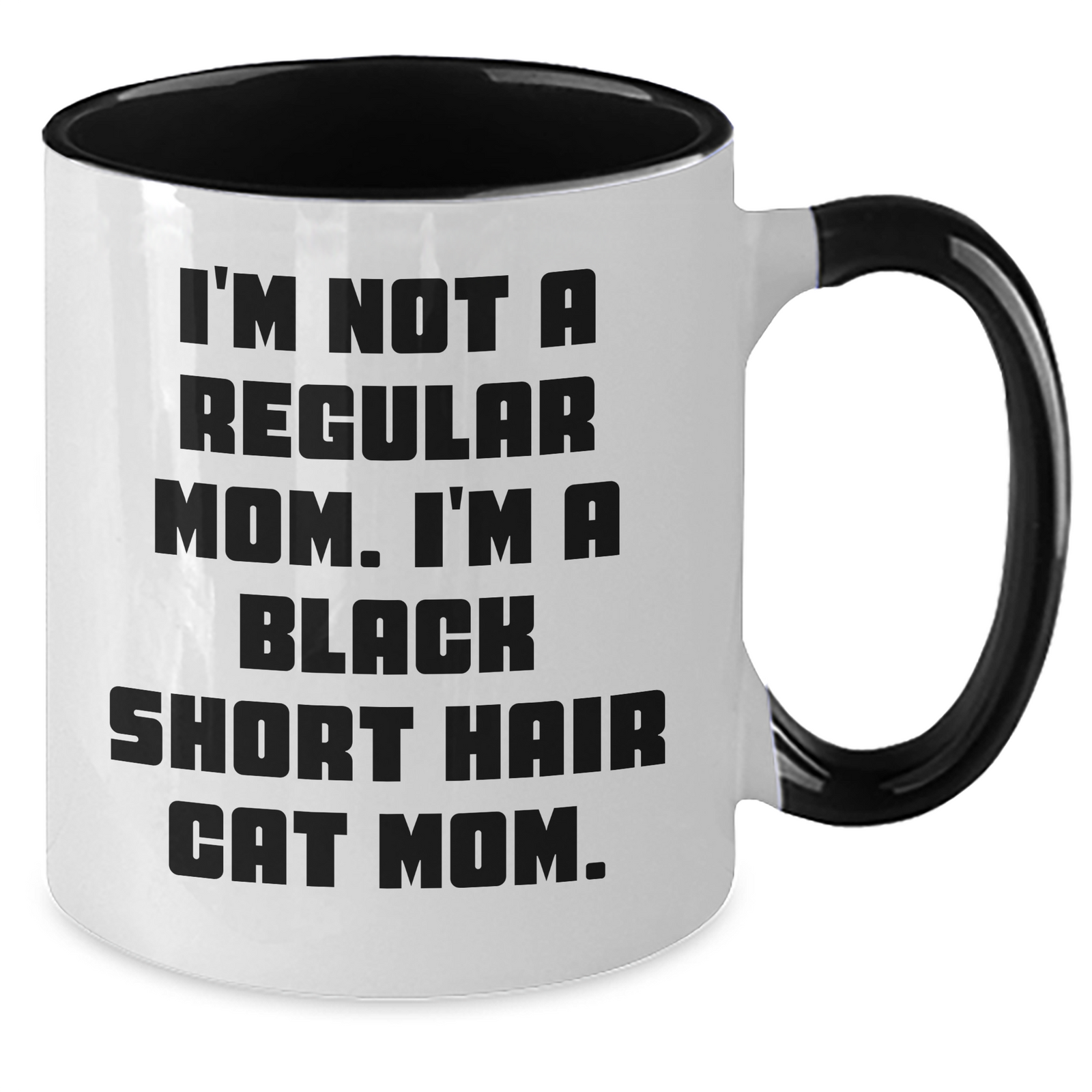 Funny Black Short Hair Cat Mom Gifts for Men from Women - Two Tone Coffee Mug, Black and White, Red and White, Navy and White, Pink and White - Additional