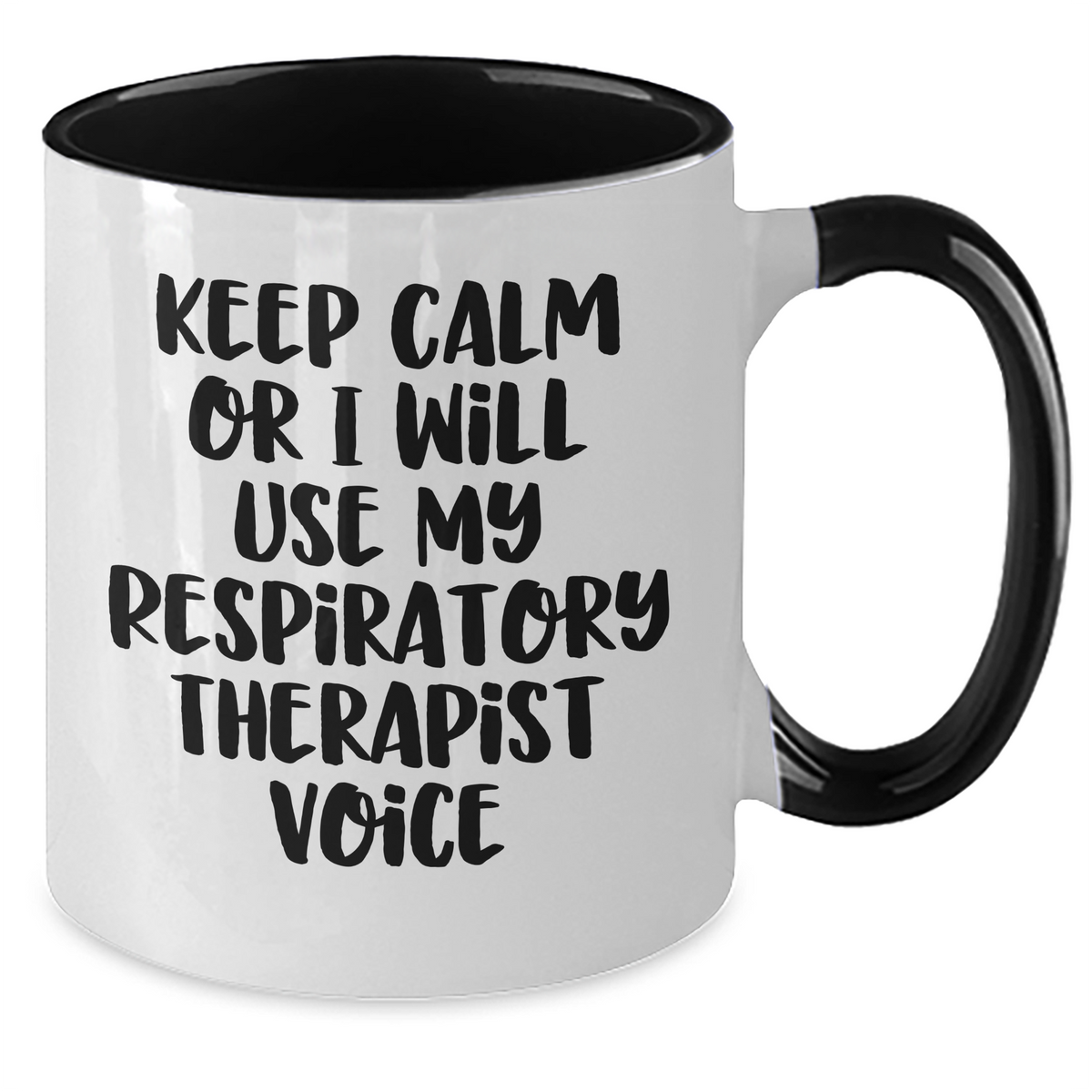 Respiratory Therapist Humor Gifts for Men, Funny 'Keep Calm Or I Will Use My Respiratory Therapist Voice' Two Tone Coffee Mug, Father's Day Unique Gifts from Family - Additional