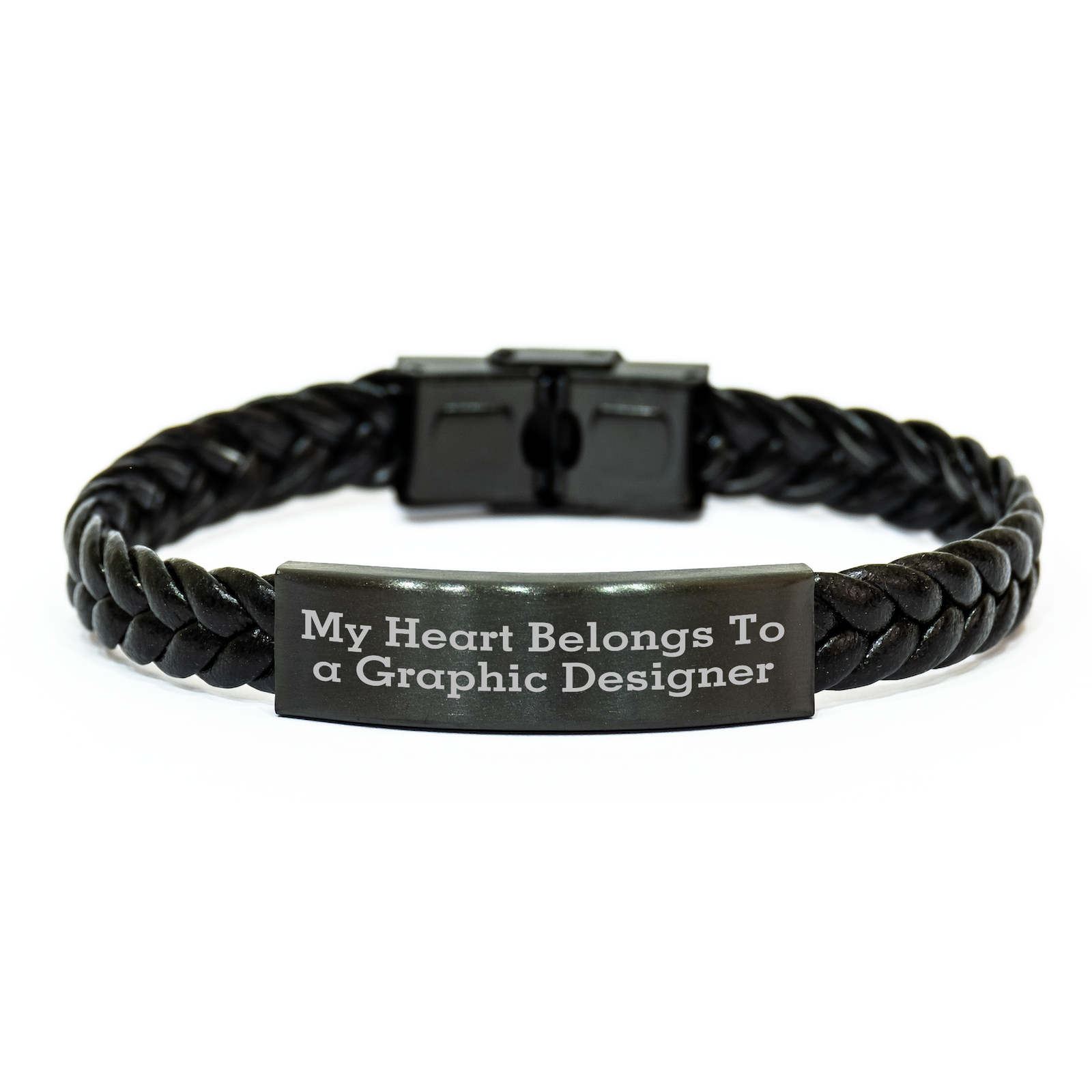 Funny Graphic Designer Gifts Interlaced Leather Bracelet My Heart Belongs To A Graphic Designer For Him Father's Day - Image 1