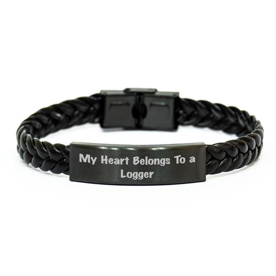 Logger's Heart: Funny Quote Interlaced Leather Bracelet, Gifts from Friends for Logger, Unique Father's Day Unique Gifts - Image 1