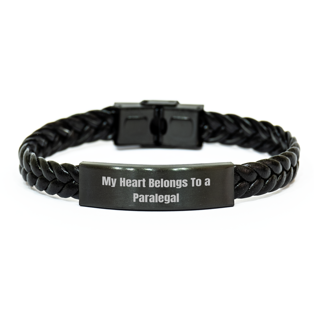 Paralegal Heart Quotes Gifts for Men from Coworkers, Father&#39;s Day Unique Interlaced Leather Bracelet, Stainless Steel PU Leather Combo - Image 1
