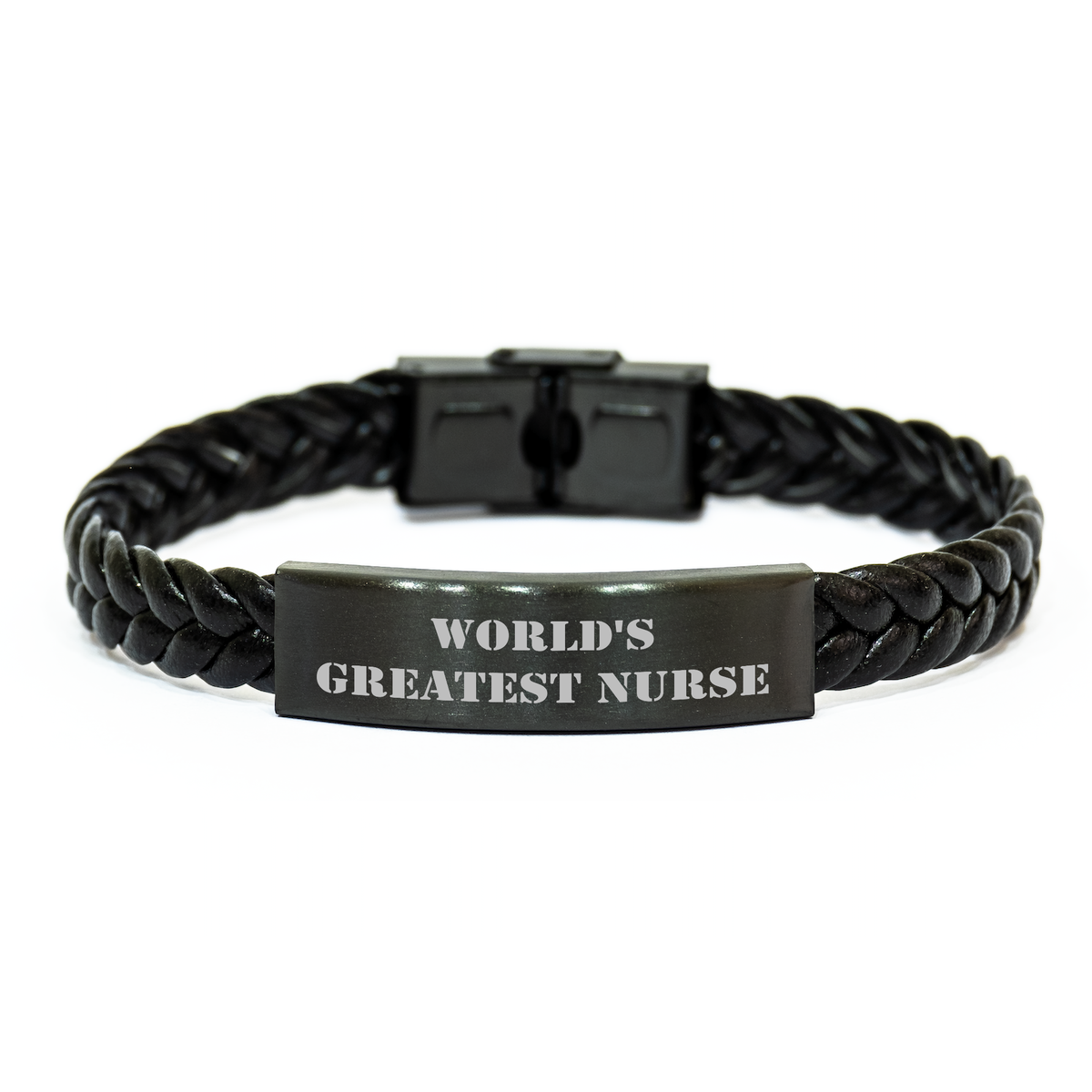 World&#39;s Greatest Nurse Funny Quote Interlaced Leather Bracelet Gifts from Friends to the World&#39;s Greatest Nurse on Mother&#39;s Day - Image 1