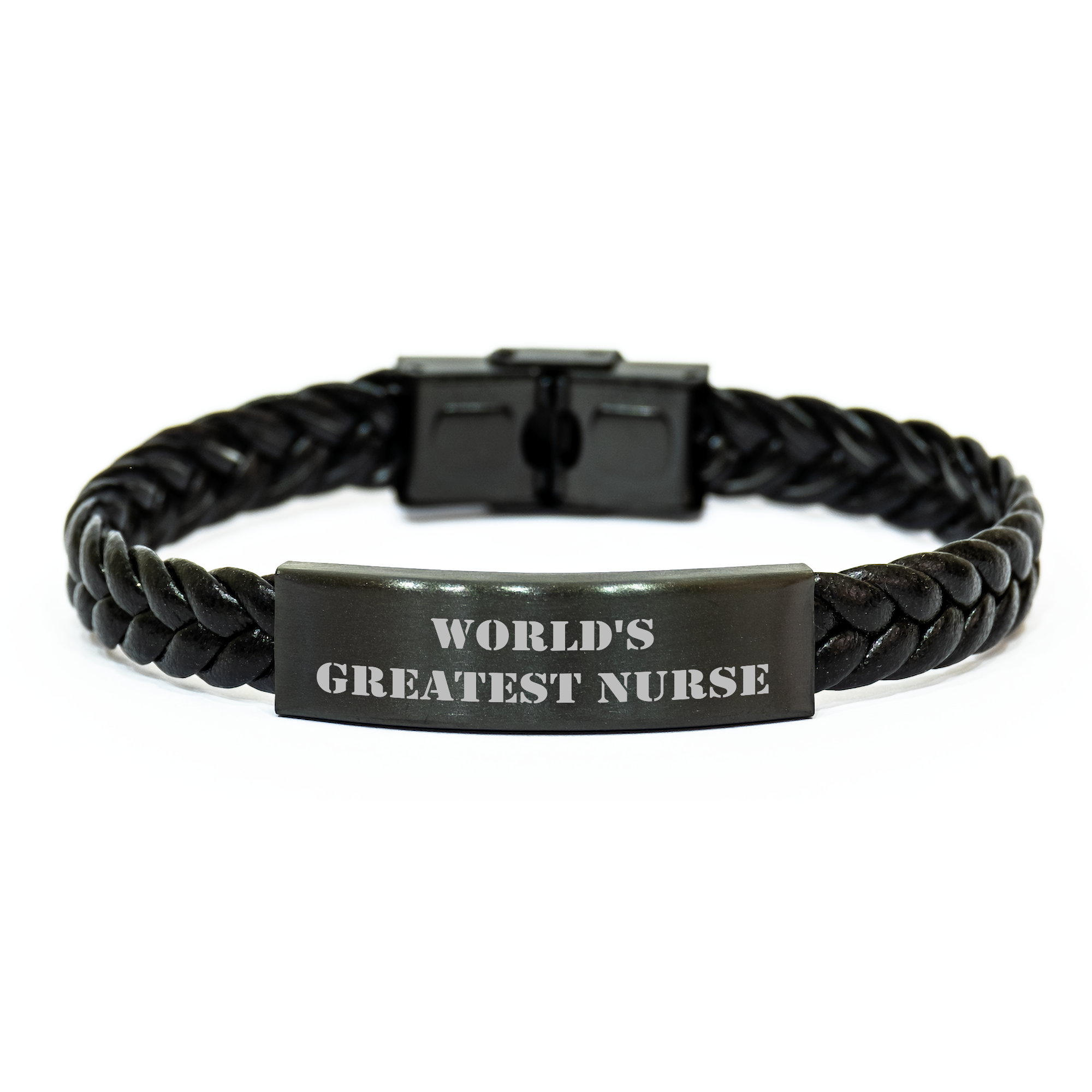 World's Greatest Nurse Funny Quote Interlaced Leather Bracelet Gifts from Friends to the World's Greatest Nurse on Mother's Day - Image 1
