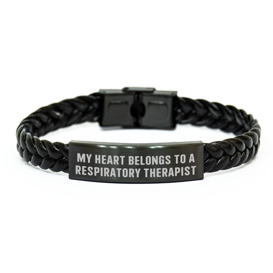 Funny Quote Respiratory Therapist Gifts for Men Interlaced Leather Bracelet from Dad, Unique Father's Day Unique Gifts for Respiratory Therapist - Image 1
