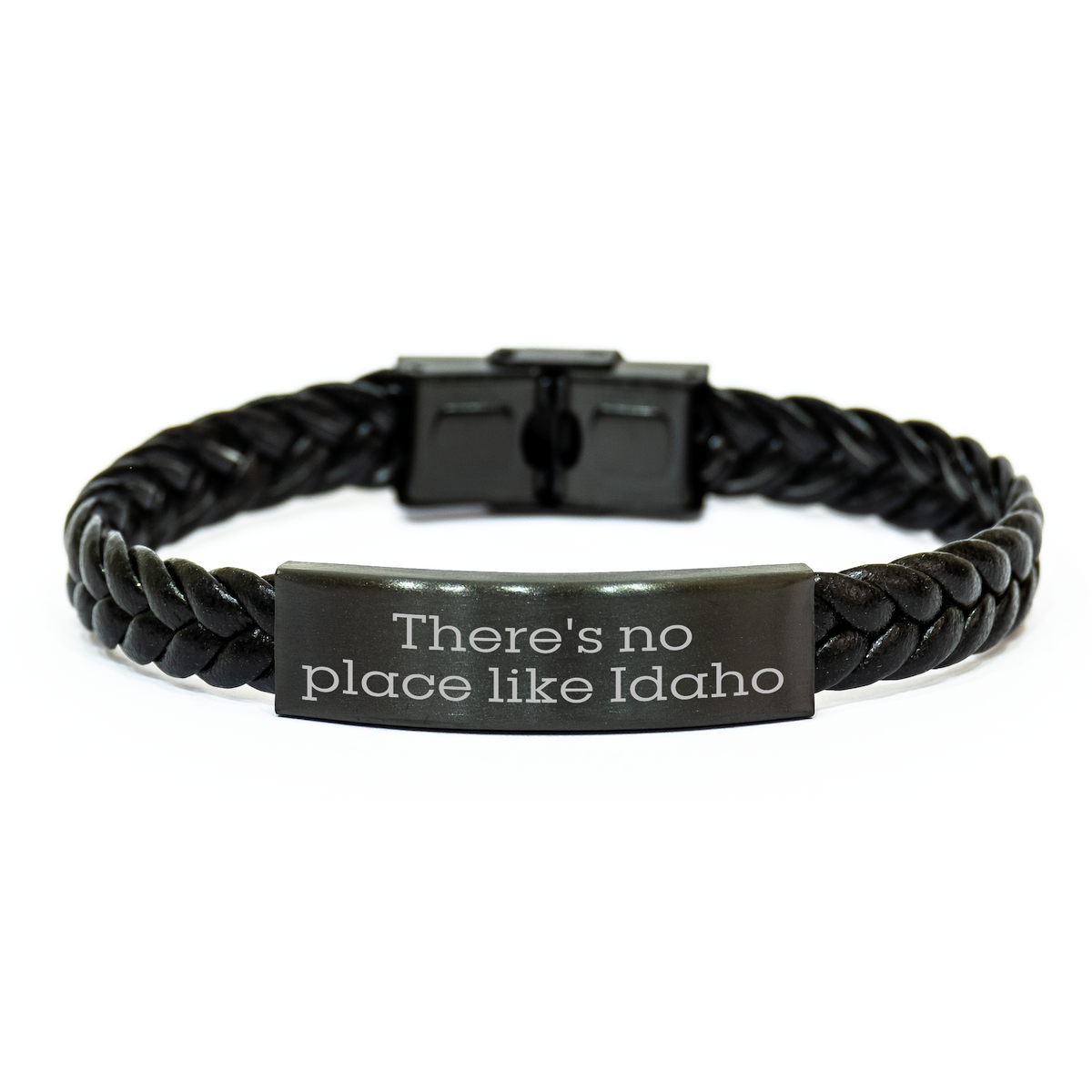 Idaho Gifts from Men, Unique Interlaced Leather Bracellete with &#39;There&#39;s No Place Like Idaho&#39; Quote, Father&#39;s Day Unique Gifts for Idaho Men - Image 1
