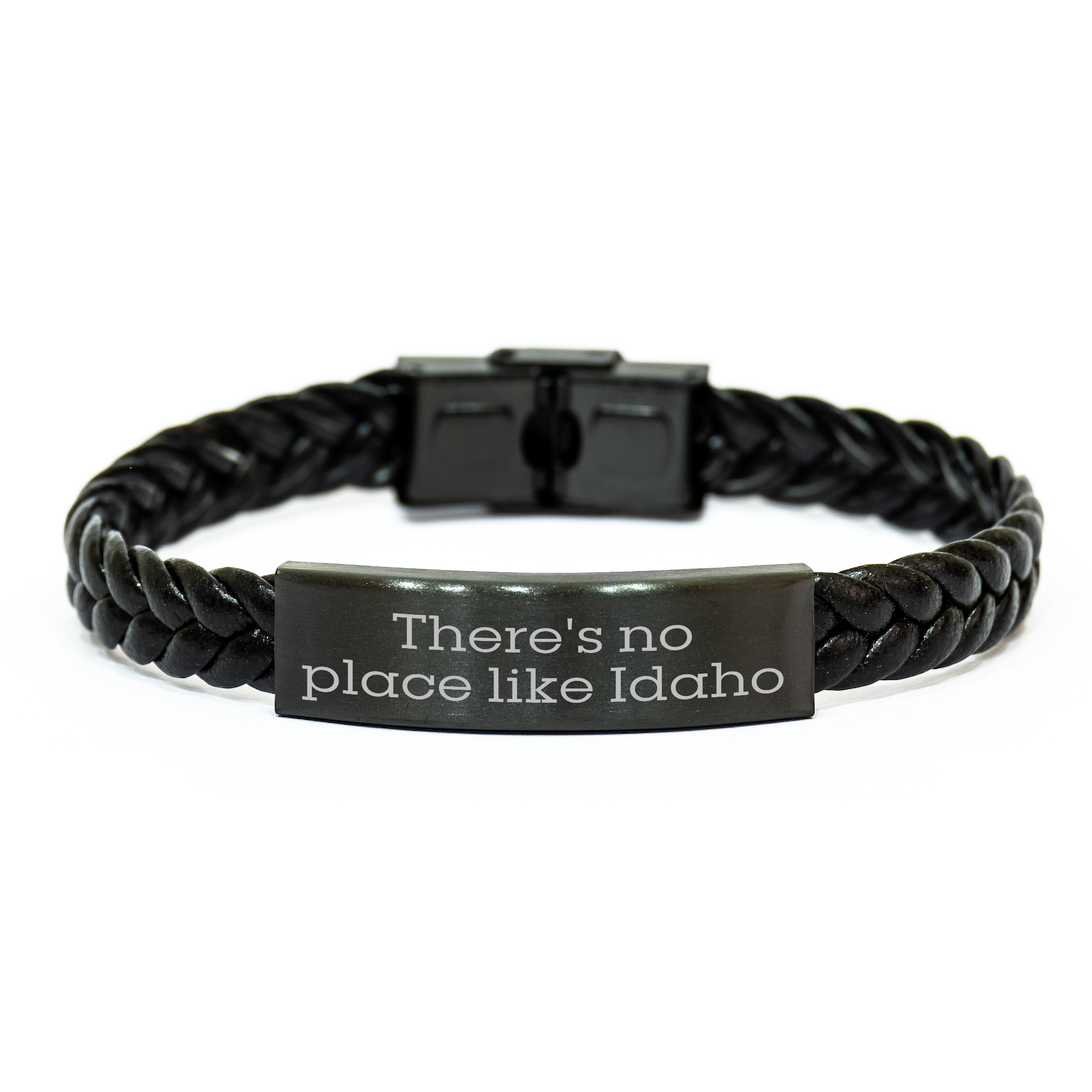Idaho Gifts from Men, Unique Interlaced Leather Bracellete with 'There's No Place Like Idaho' Quote, Father's Day Unique Gifts for Idaho Men - Image 1