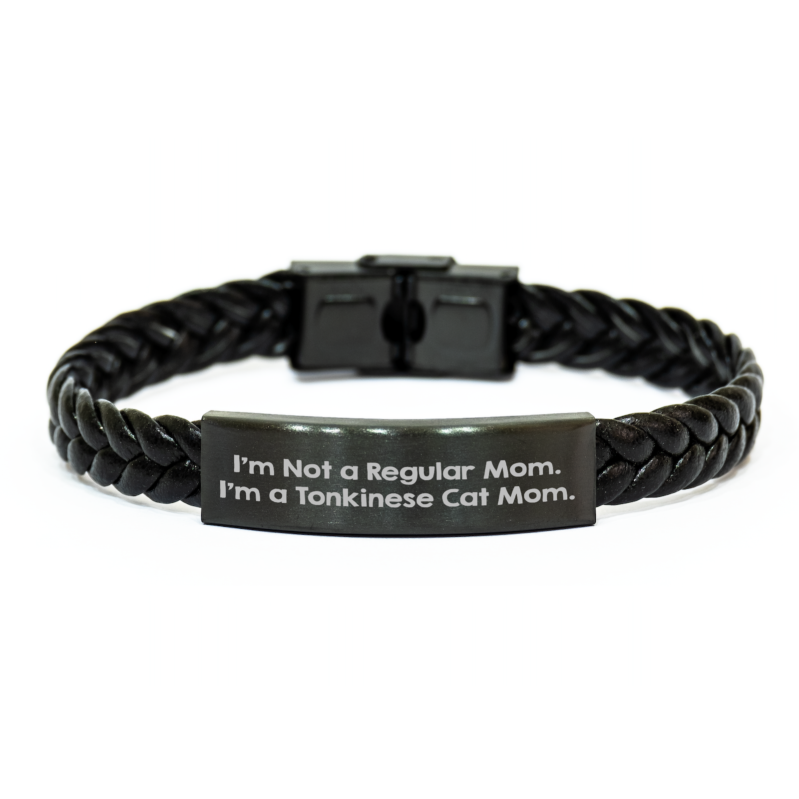 Funny Tonkinese Cat Mom Gifts from Mom to Dad - Interlaced Leather Bracelet for Men on Father's Day, Unique Gifts for Tonkinese Cat Lovers - Image 1