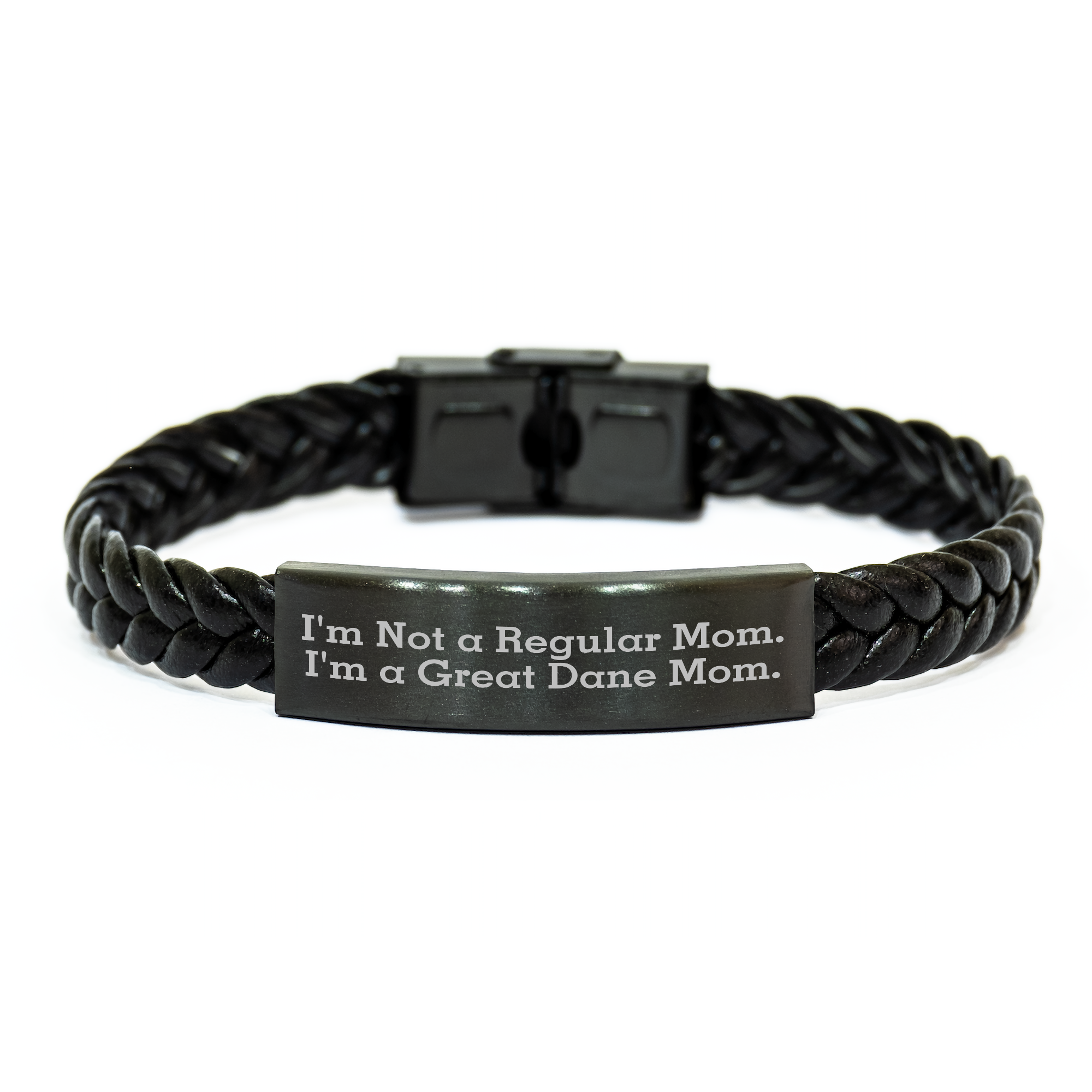 Funny Great Dane Mom Interlaced Leather Bracelets Gifts from Mom for Great Dane Dog Dad on Father's Day - I'm Not A Regular Mom. I'm A Great Dane Mom. Unique Men's Accessories - Image 1