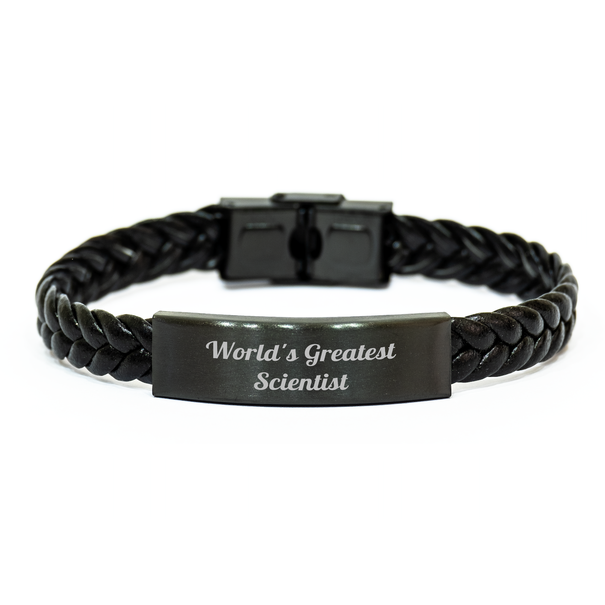 World's Greatest Scientist Funny Quotes Interlaced Leather Gifts for Scientists from Women, Unique Mother's Day Presents for Men, Coworkers, Friends, Family - Image 1
