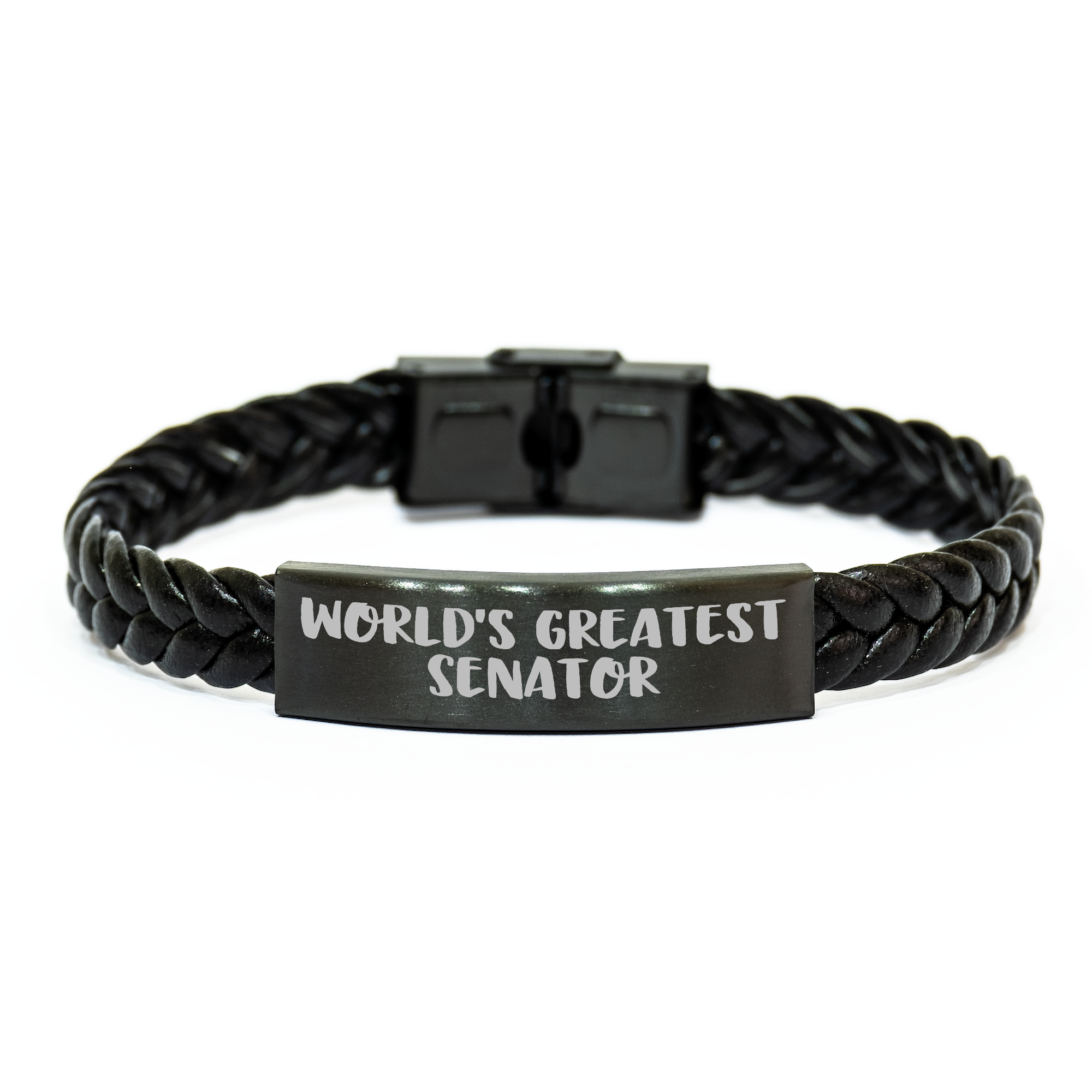 Senator Gifts, World's Greatest Senator Quote, Interlaced Leather Bracelet for Men, Unique Mother's Day Unique Gifts from Friends, Gifts for Senator - Image 1