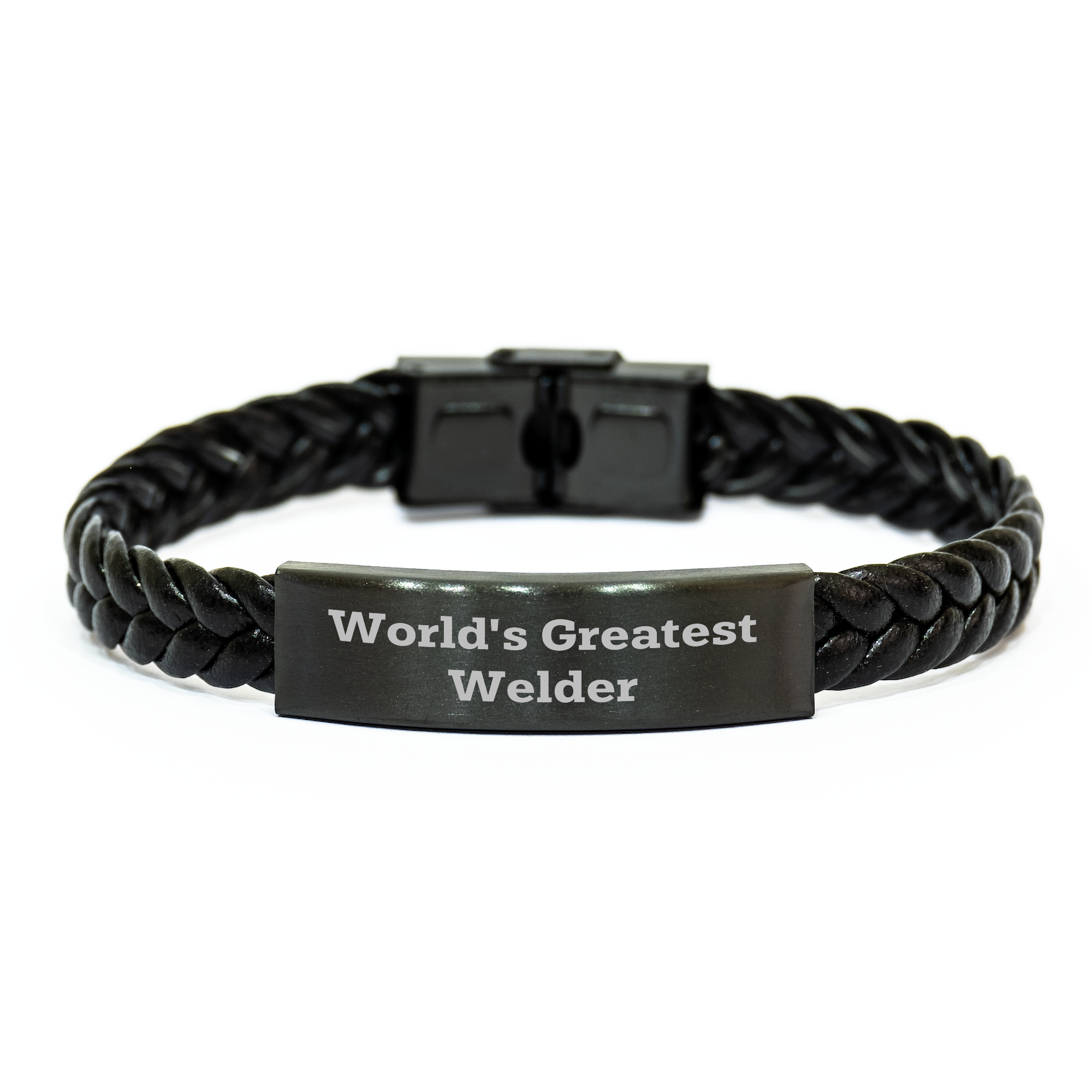 Welder Gifts from Men - World's Greatest Welder Interlaced Leather Bracelet, Unique Father's Day Unique Gifts for Him - Image 1