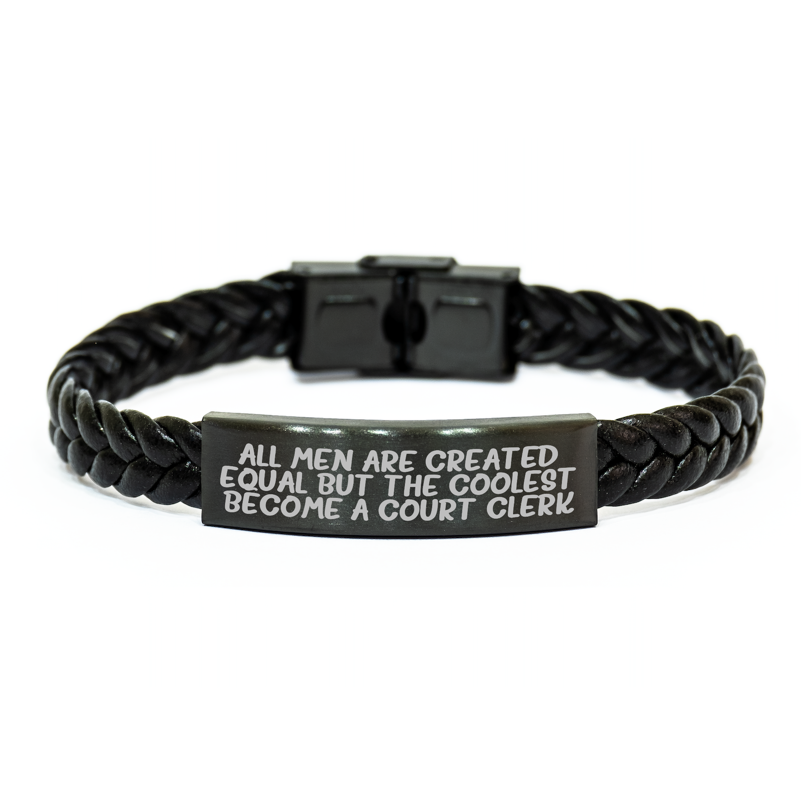 Funny Court Clerk Gifts, Interlaced Leather Bracelet for Men, Unique Mother's Day Present from Men, Gifts for Court Clerk, Inspirational Quote - Image 1