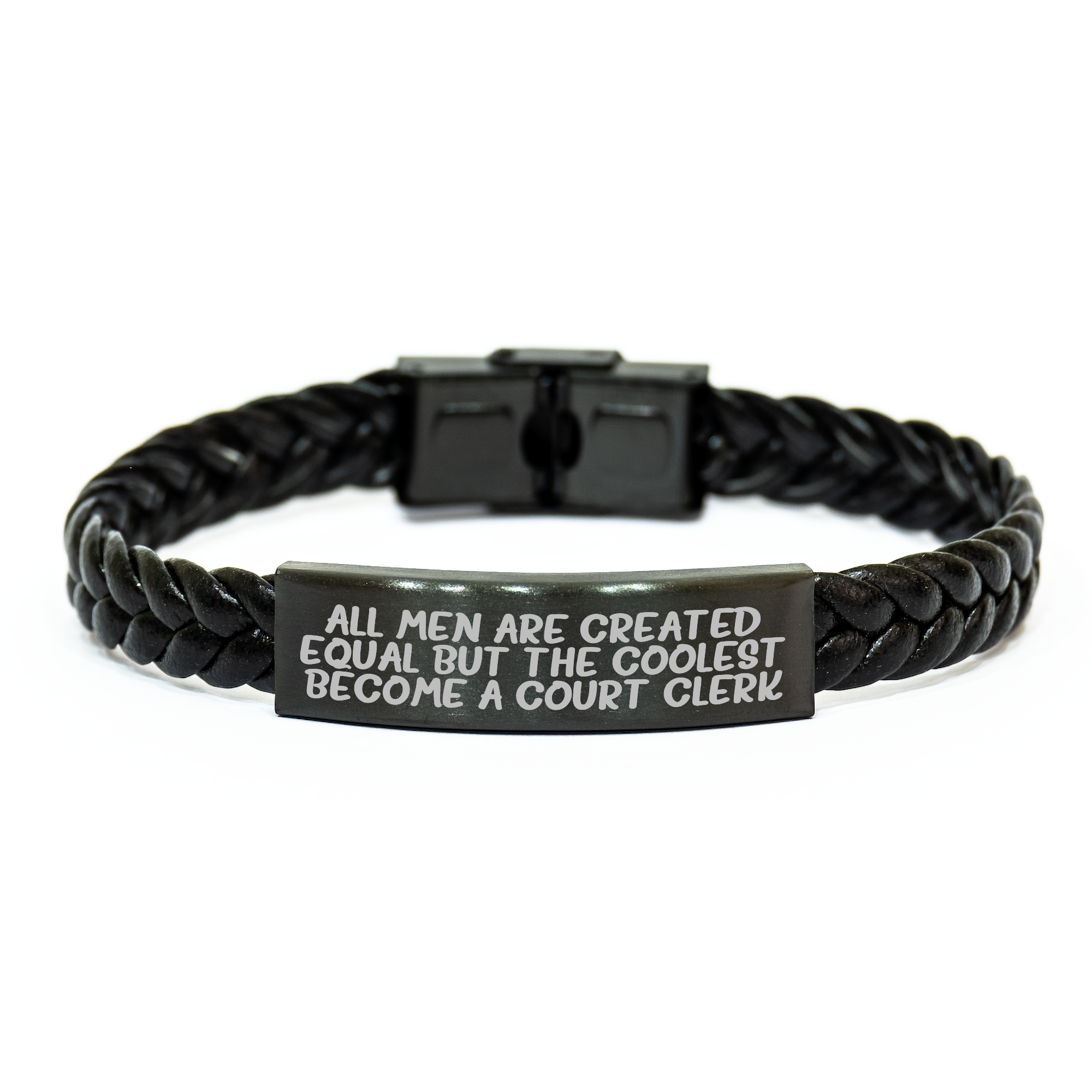 Funny Court Clerk Gifts, Interlaced Leather Bracelet for Men, Unique Mother's Day Present from Men, Gifts for Court Clerk, Inspirational Quote - Image 1