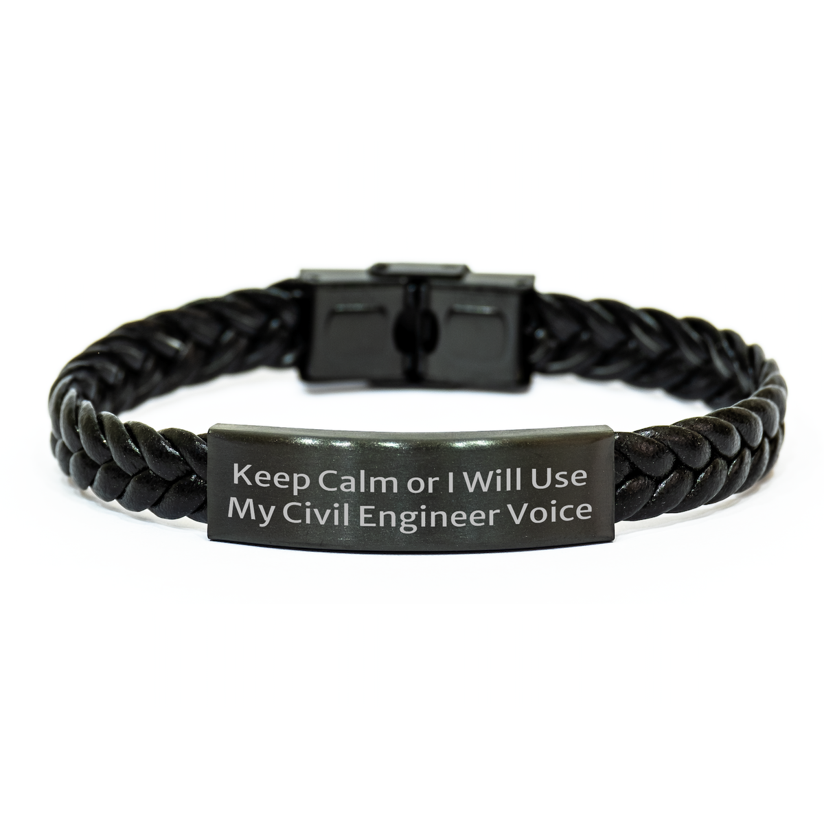 Inspiring Civil Engineer Gifts from Friends, Keep Calm Or I Will Use My Voice Leather Cuff, Mother's Day Unique Gifts for Civil Engineer Men - Image 1