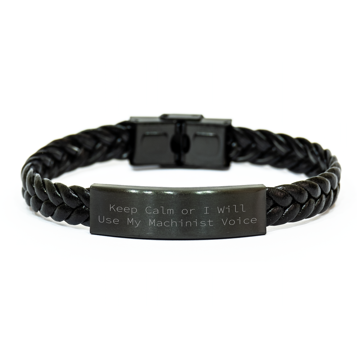 Funny Machinist Gifts from Men to Machinist, Keep Calm Interlaced Leather Bracelet for Mother's Day - Image 1