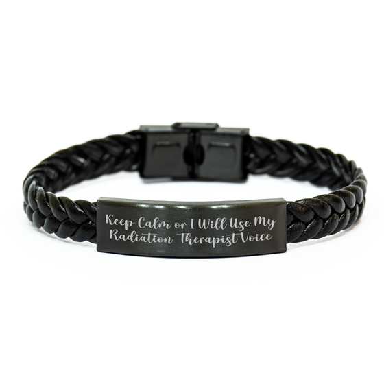 Funny Radiation Therapist Gifts for Mom - Interlaced Leather Bracelet with Engraved Stainless Steel - Gifts from Men, Women, Friends to Coworkers and Family - Image 1