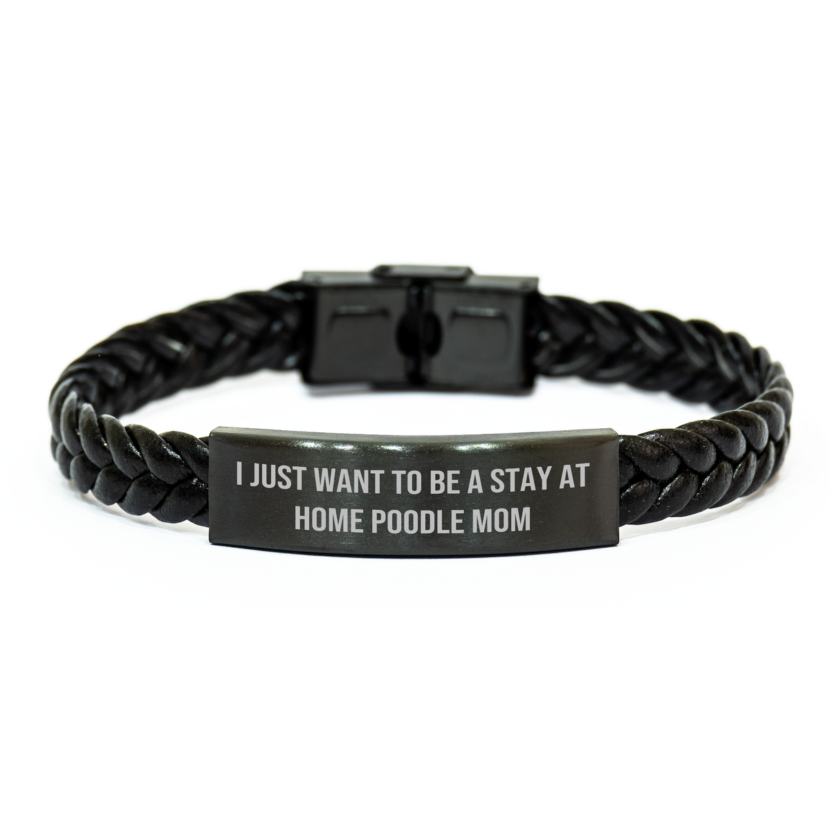 Poodle Dog Mom&#39;s Delight, Funny Interlaced Leather Bracelet Gifts for Him, Father&#39;s Day Unique Gifts from Family, Friends, or Coworkers to Poodle Dog Lovers - Image 1