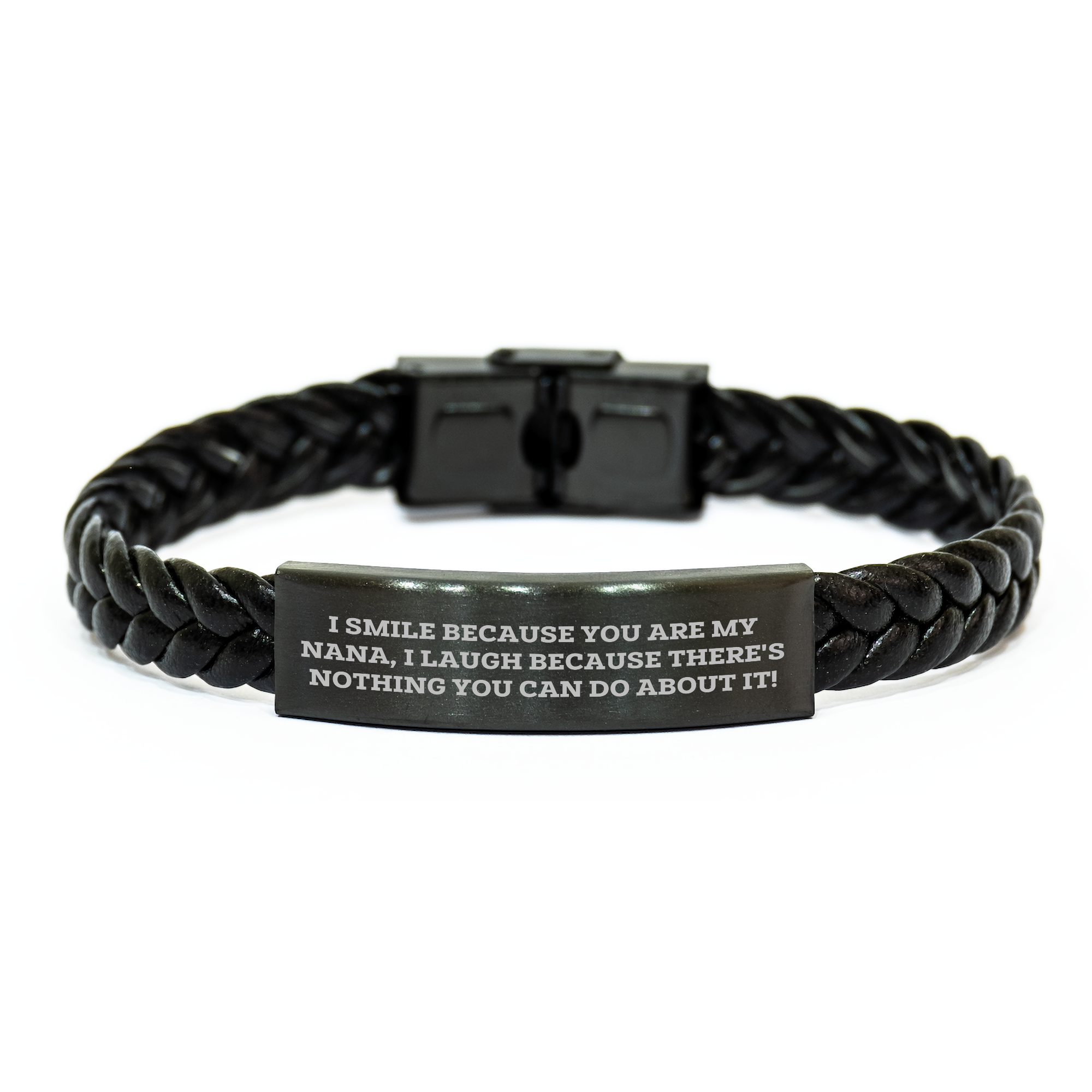 Funny Nana Gifts for Men - I Smile Because You Are My Nana, Interlaced Leather Bracelet for Nana, Father's Day Unique Gifts from Men - Image 1