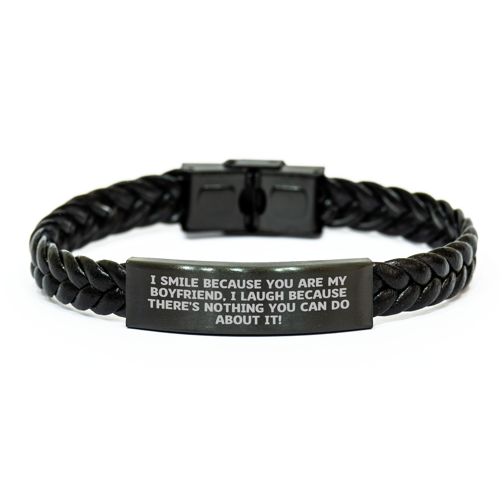 Funny Sweetheart Gifts: Interlaced Leather Bracelet with Engraved Quote, Gifts from Sweetheart to Men on Father's Day, Unique Sweetheart Present - Image 1
