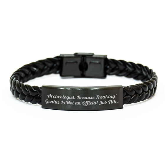 Archeologist Gifts, Funny Quote Interlaced Leather Bracelets for Mom, 'Archeologist. Because Freaking' genius Is Not An Official Job Title.' from Mom to Daughter, Perfect for Mother's Day - Image 1