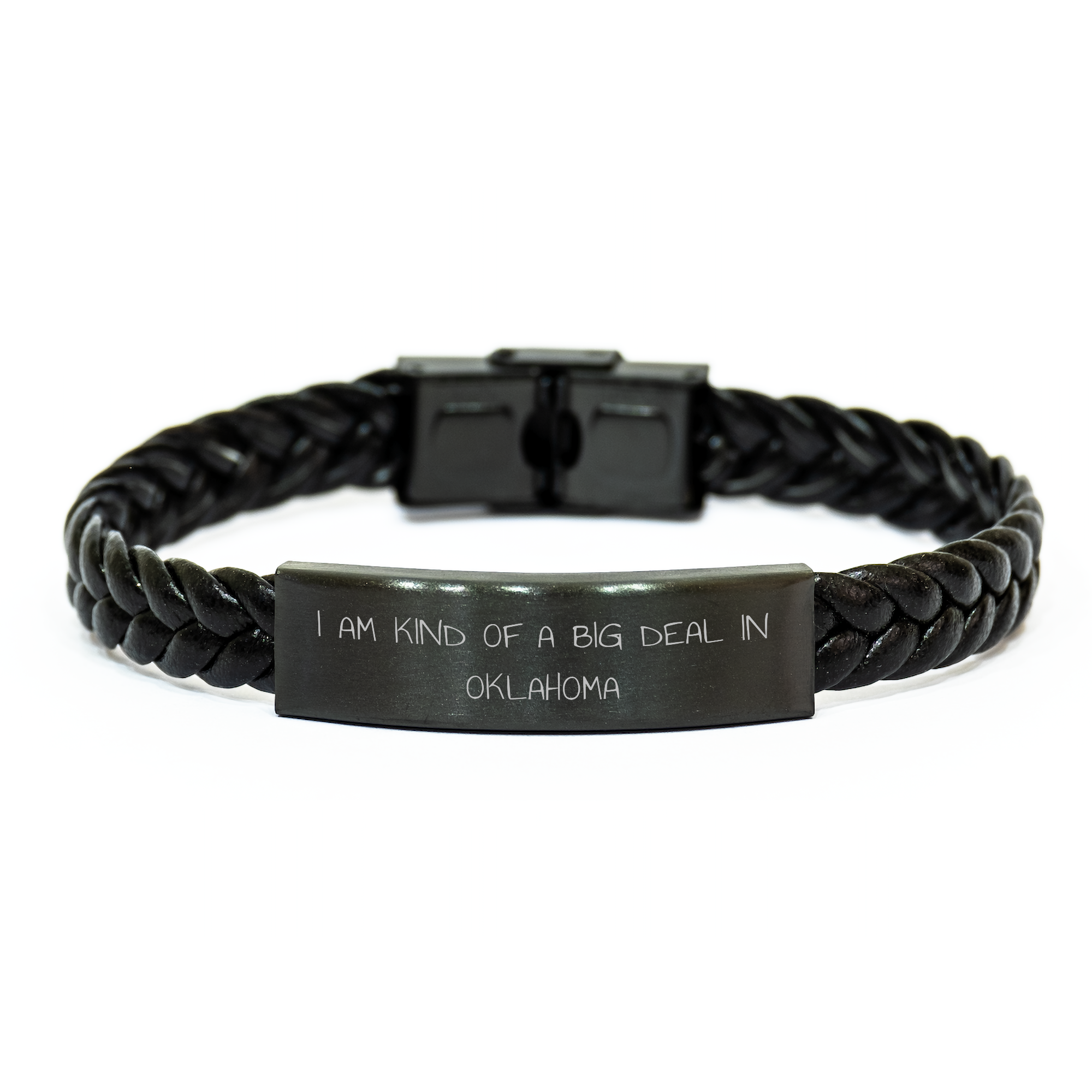 Oklahoma Gifts for Men, Funny Interlaced Leather Bracelet with 'I Am Kind of a Prime Selection in Oklahoma' Quote, Father's Day Unique Gifts from Friends - Image 1
