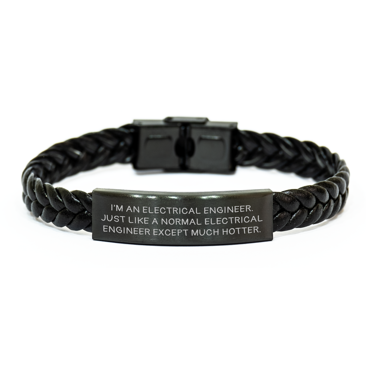 Funny Electrical Engineer Gifts, Interlaced Leather Bracelet with Engraved Stainless Steel - Gifts from Friends for Electrical Engineer Mom on Mother&#39;s Day - Image 1