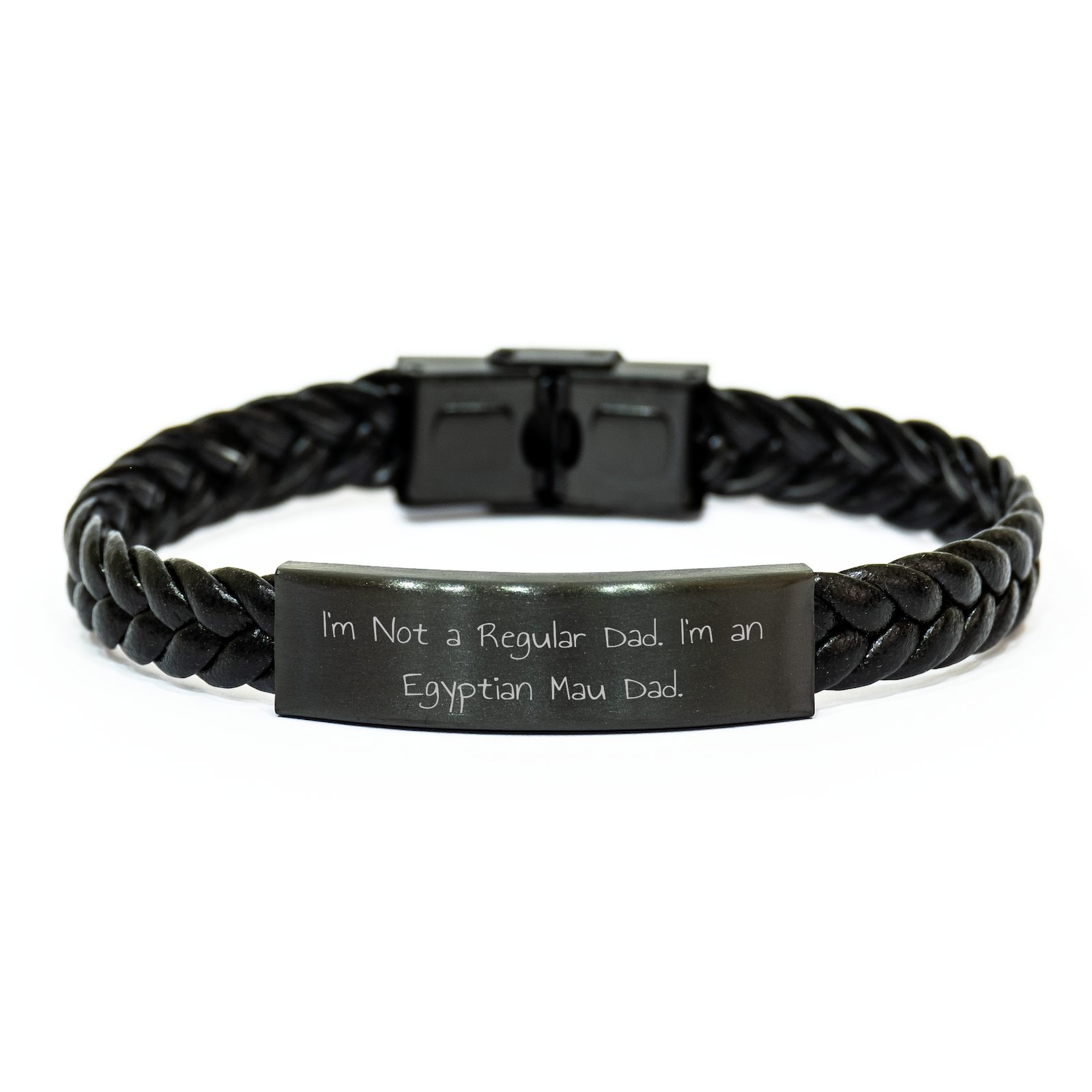 Egyptian Mau Cat Dad Humor Interlaced Leather Bracelet Gifts from Men to Egyptian Mau Cat Lovers on Father's Day - I'm Not A Regular Dad - Image 1