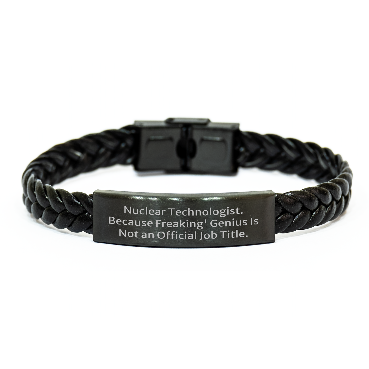 Nuclear Technologist Funny Quote Interlaced Leather Braceltes for Men Gifts from Family, Gifts for Nuclear Technologist Unique on Mother&#39;s Day - Image 1