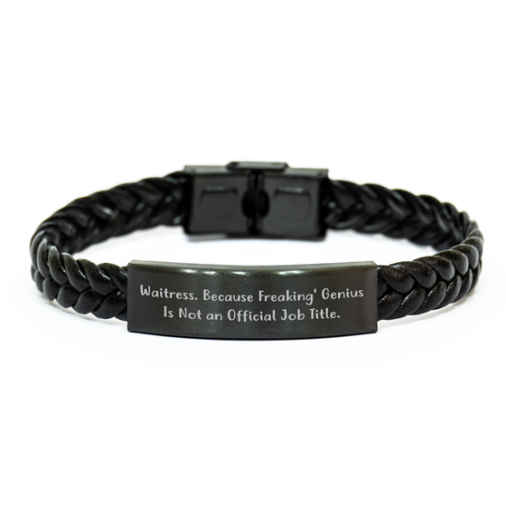 Waitress Gifts from Men, Unique Interlaced Leather Bracelets with Funny Quote, Perfect for Father's Day - Gifts for Waitress - Image 1