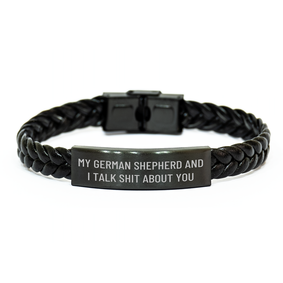 Funny German Shepherd Dog Gifts for Men from My Furry Friend - Interlaced Leather Bracelet for Mother's Day - Image 1