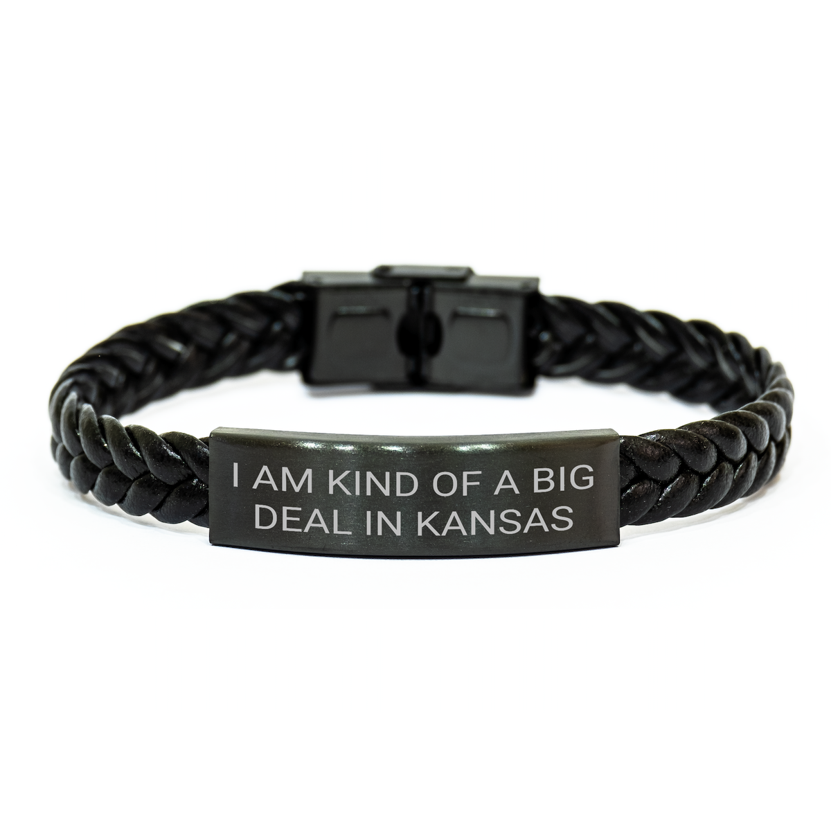 Funny Kansas Gifts from Men to Friends - Interlaced Leather Bracelet with I Am Kind Of A Prime Selection In Kansas Quote, Perfect for Mother&#39;s Day Unique Gifts - Image 1