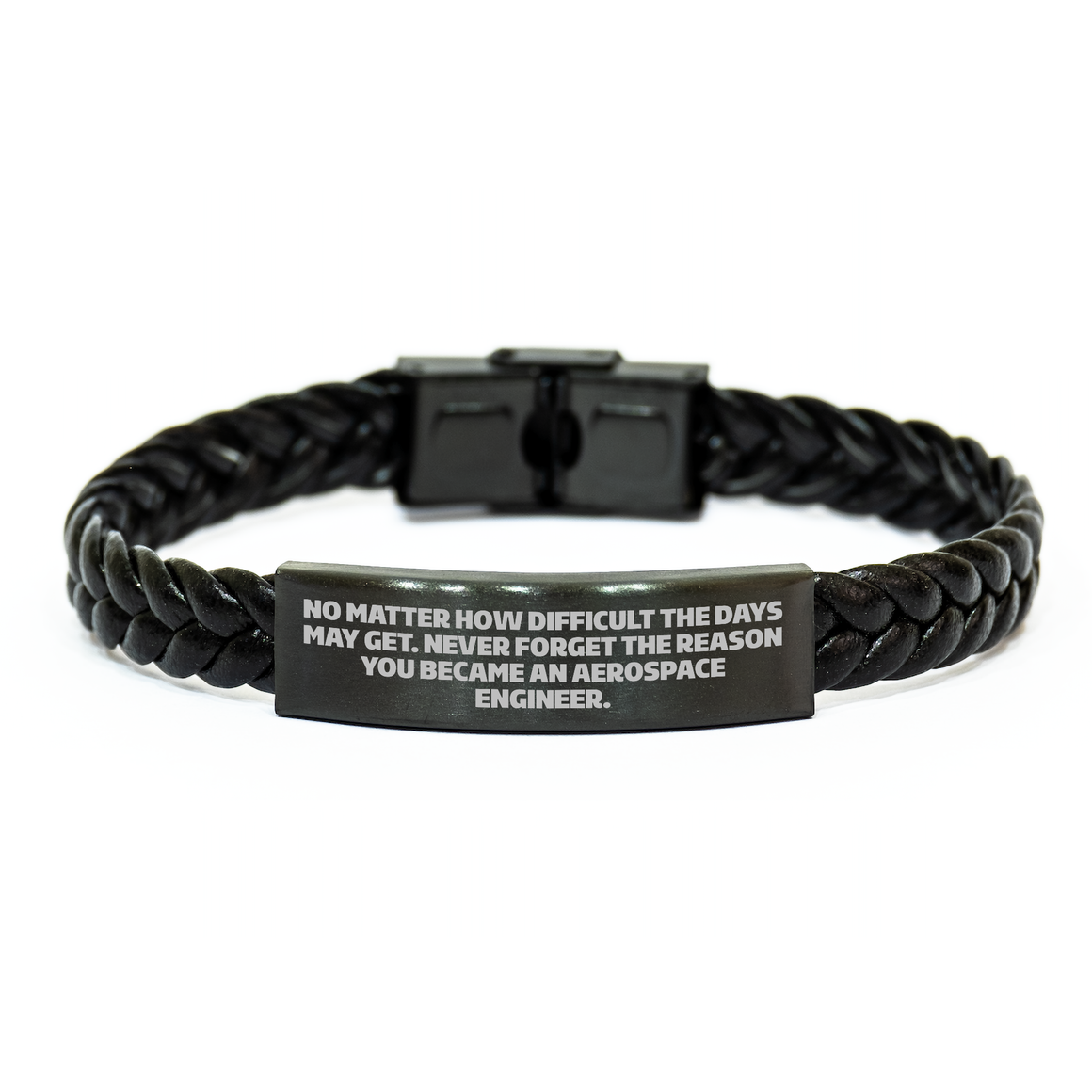 Aerospace Engineer Gifts, Unique Interlaced Leather Bracelet, Never Forget Why You Became One - Inspirational Quote, Mother's Day Unique Gifts from Family - Image 1