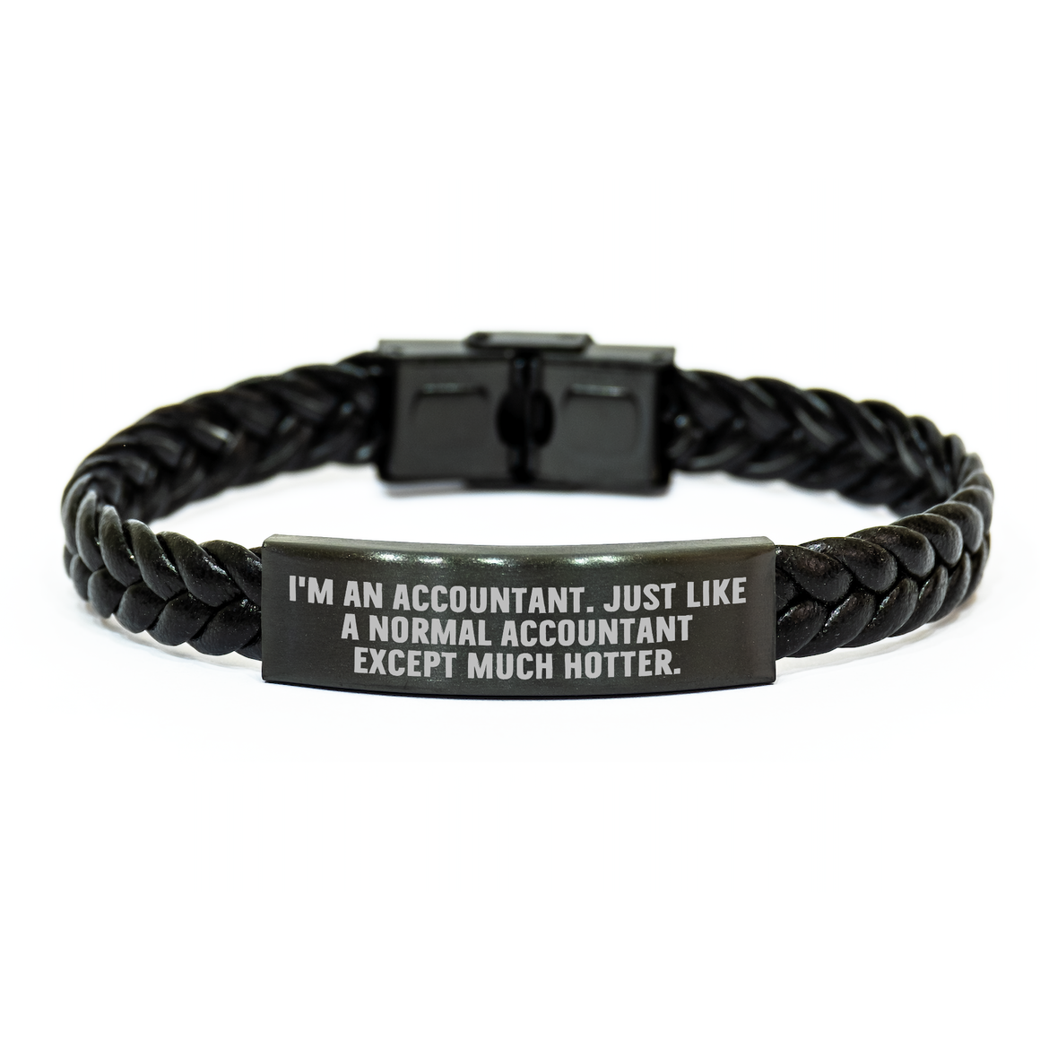 Funny Accountant Gifts, Interlaced Leather Bracelet for Accountant Mothers Day Unique Gifts from Men, Gifts for Accountants Who are Hot, Accountant Quote Inspired Interlaced Leather Accessories - Image 1