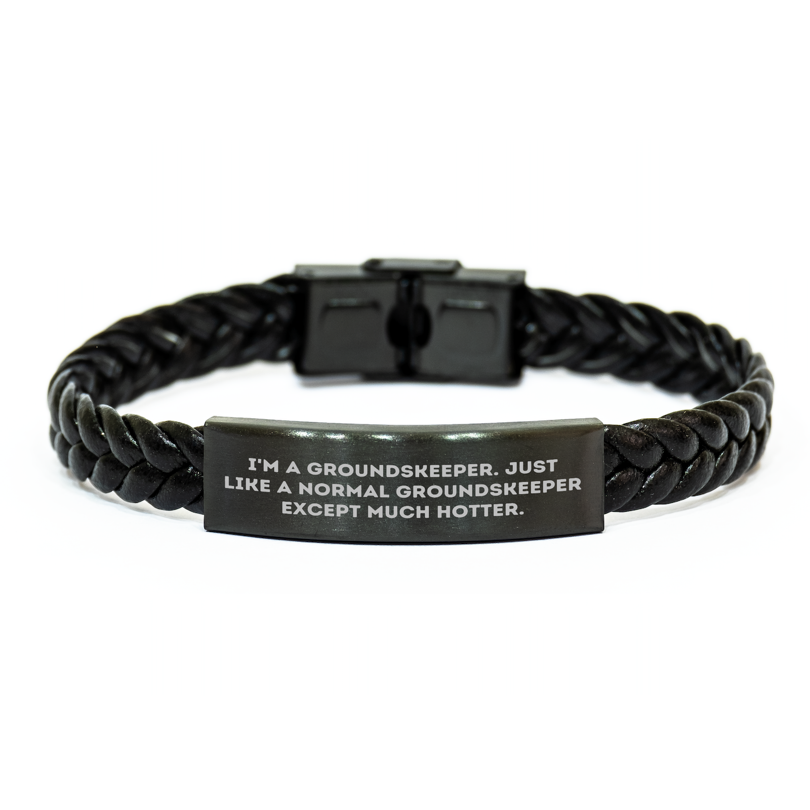 groundskeeper Funny Quote Interlaced Leather Bracelet, Gifts from Men to groundskeeper, Mother's Day Unique Gifts - Image 1