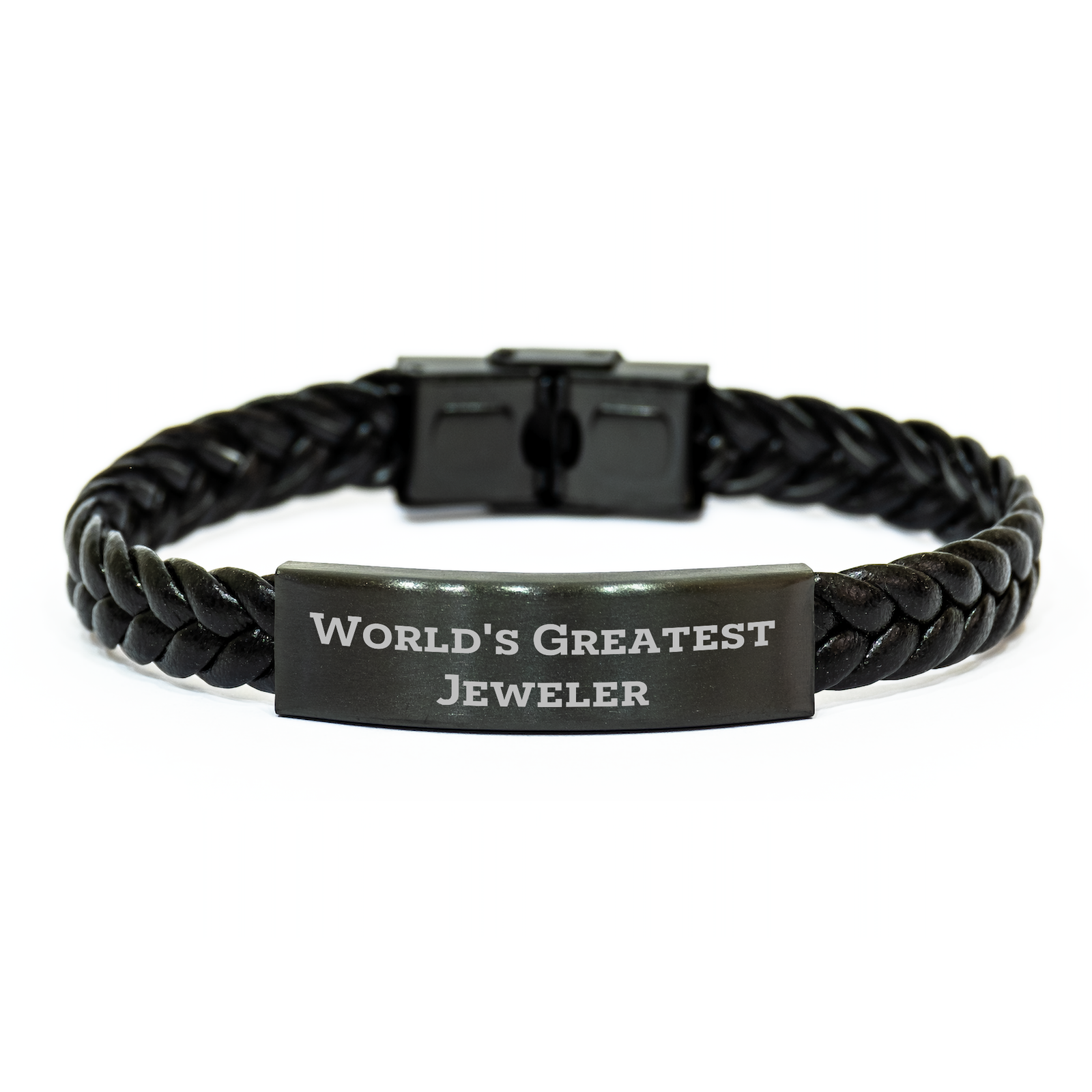 World's Greatest Jeweler Funny Interlaced Leather Bracelet Gifts from Men to Jeweler Friends on Mother's Day - Image 1