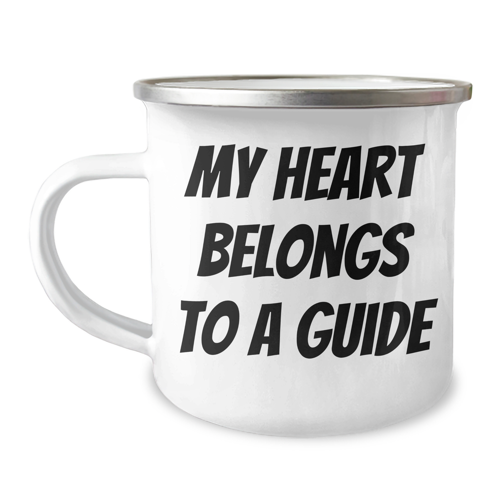 Funny Guide Gifts from Men - My Heart Belongs To A Guide Enamel Camping Mug for Guide Lovers, Perfect for Father's Day Unique Gifts - Image 1