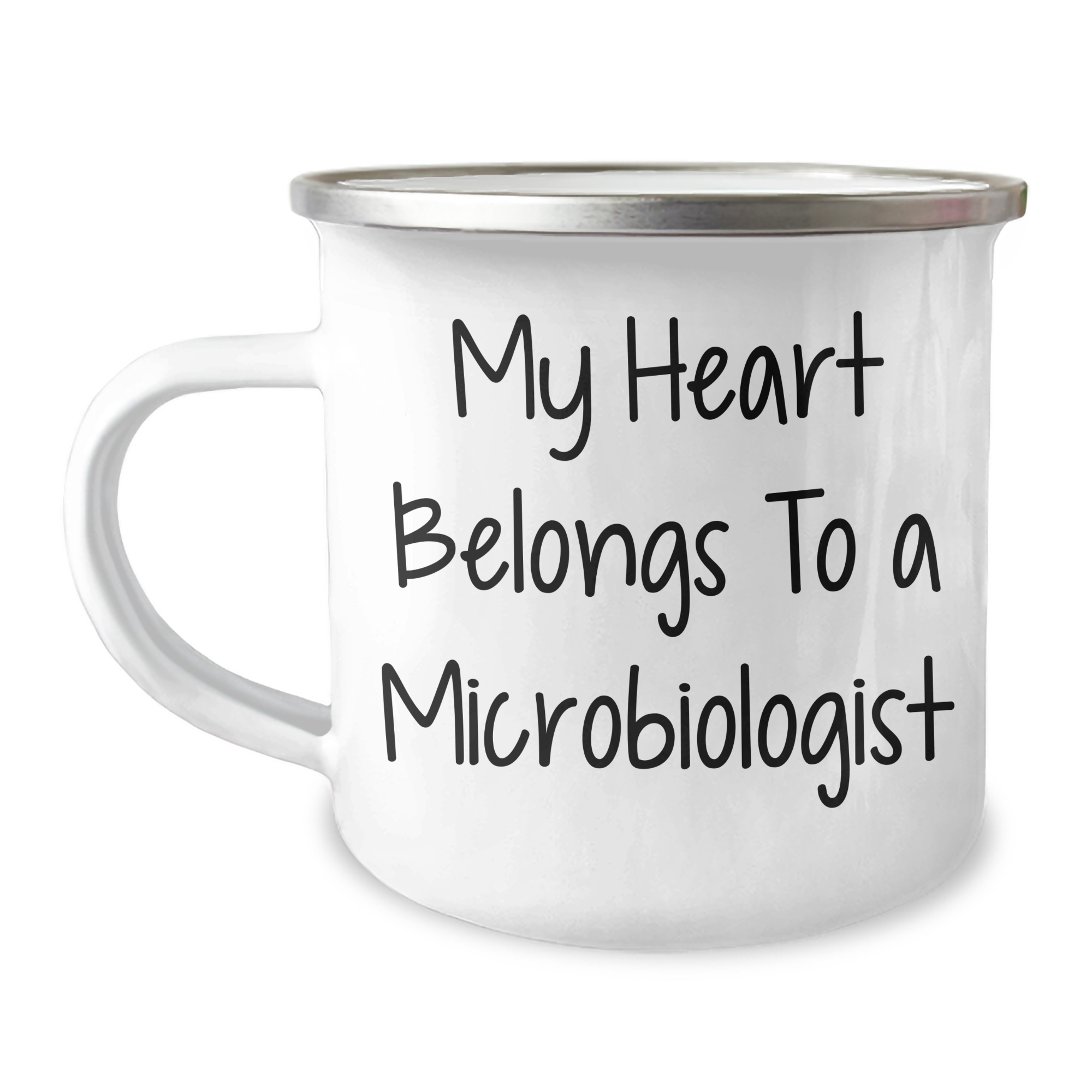Funny Microbiologist Gifts from Friends to Microbiologists, My Heart Belongs To A Microbiologist Camping Mug, Unique Father's Day Unique Gifts for Men - Image 1