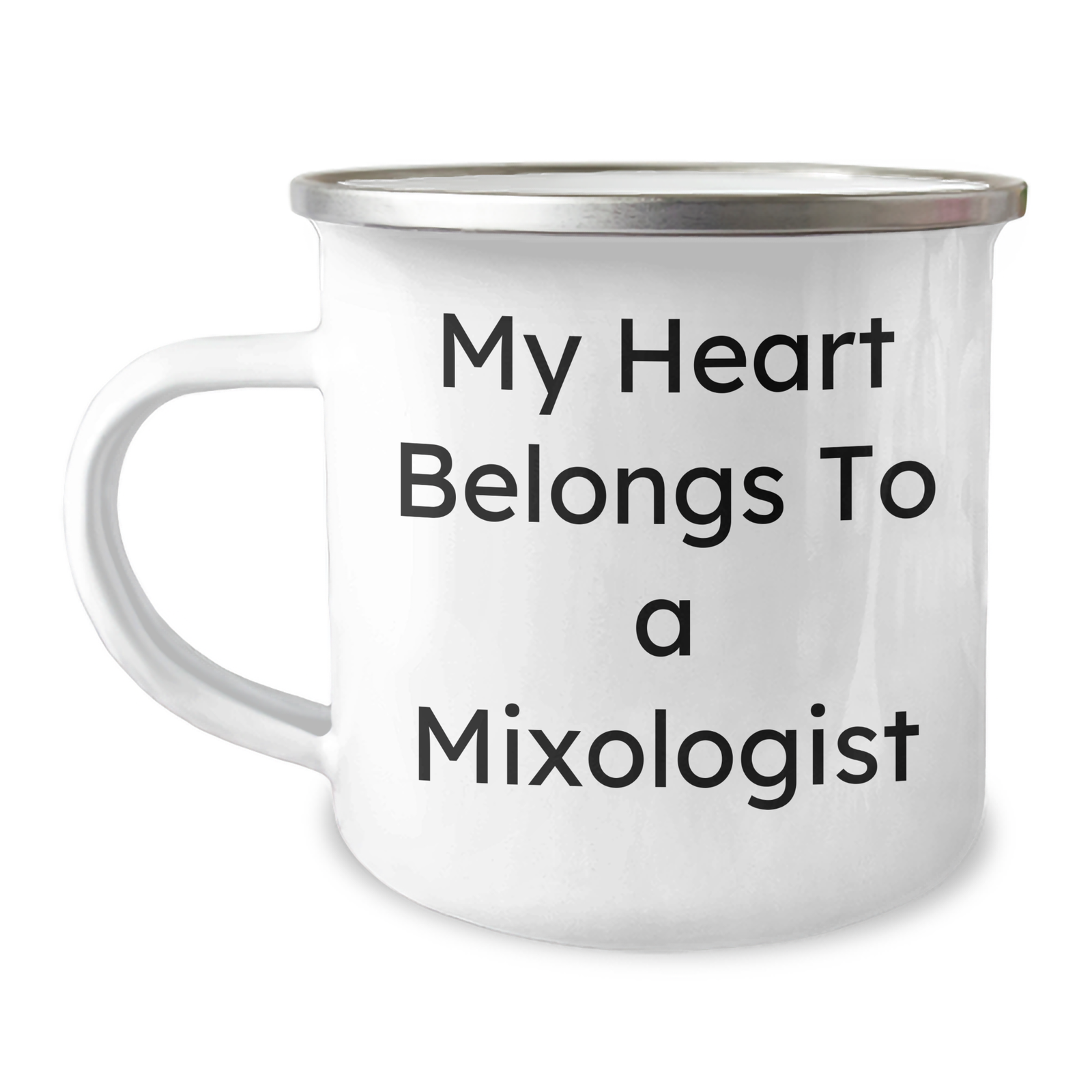 Funny Mixologist Gifts from Men, Unique Camping Mug for Father's Day, 'My Heart Belongs To A Mixologist' - Image 1