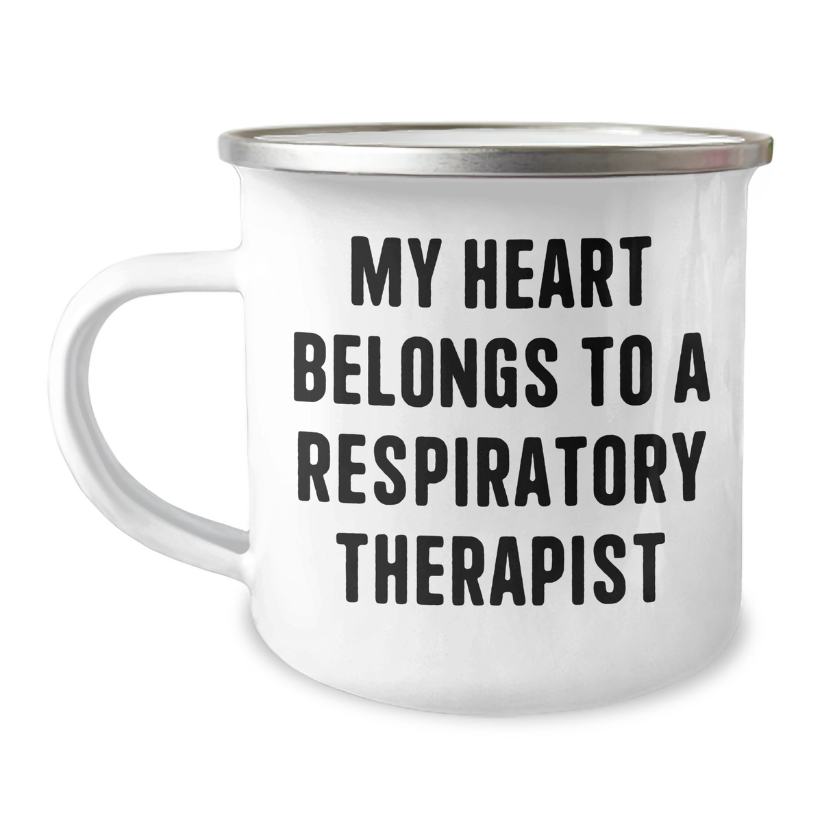Funny Respiratory Therapist Gifts, My Heart Belongs To A Respiratory Therapist Camping Mug, Perfect for Father&#39;s Day Unique Gifts from Men to Respiratory Therapist, Gifts for Respiratory Therapist - Image 1