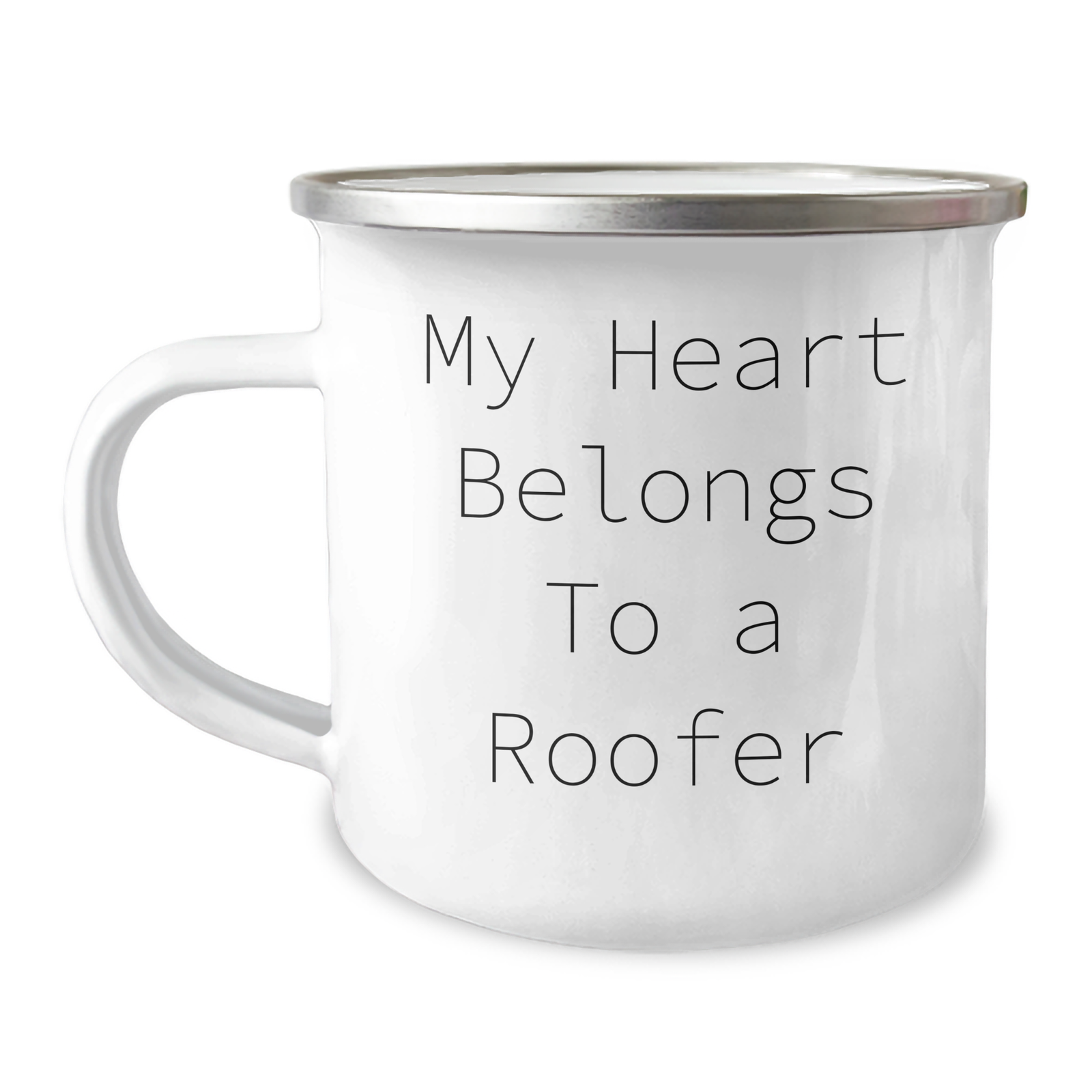 Funny Roofer Gifts from Friends - My Heart Belongs To A Roofer, 12 oz Stainless Steel Camping Mug for Roofer, Father's Day Unique Gifts - Image 1