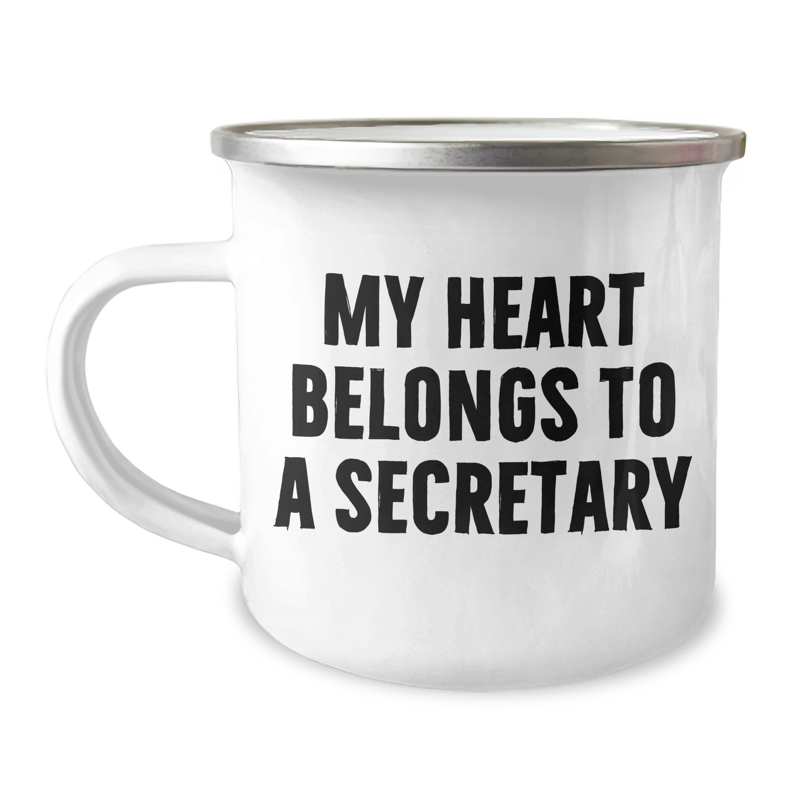 Funny Secretary Gifts from Men to Men, 'My Heart Belongs To A Secretary' Camping Mug for Father's Day, 12 oz Stainless Steel with Enamel Finish - Image 1