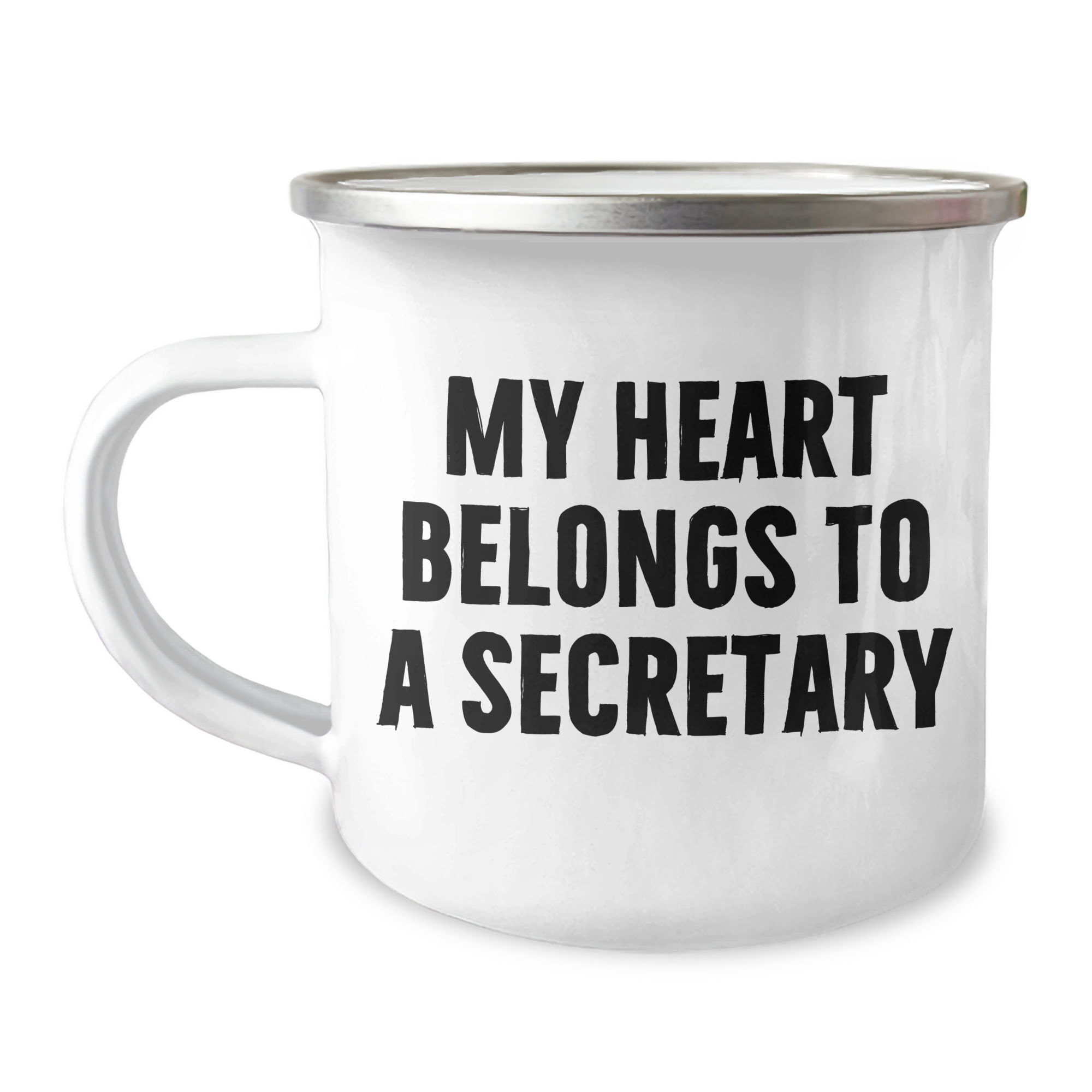 Funny Secretary Gifts from Men to Men, 'My Heart Belongs To A Secretary' Camping Mug for Father's Day, 12 oz Stainless Steel with Enamel Finish - Image 1
